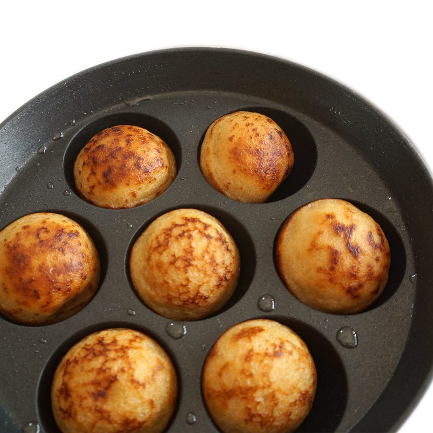 G & D Non Stick Appam Pan with Stainless Steel Lid - 7 Pits, Multicolor, Aluminum, Model DC0474, 6.5x6x1.5 Inch