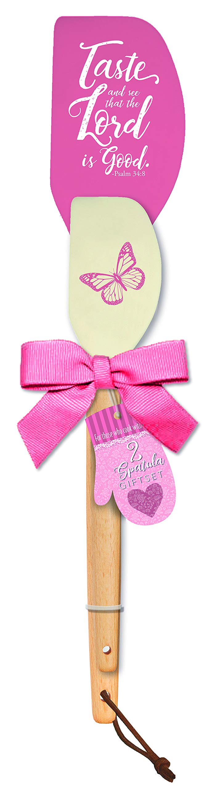 Divinity Boutique Taste And See Pink Butterfly 12 X 3 Silicone And Wood Spatulas Gift Set