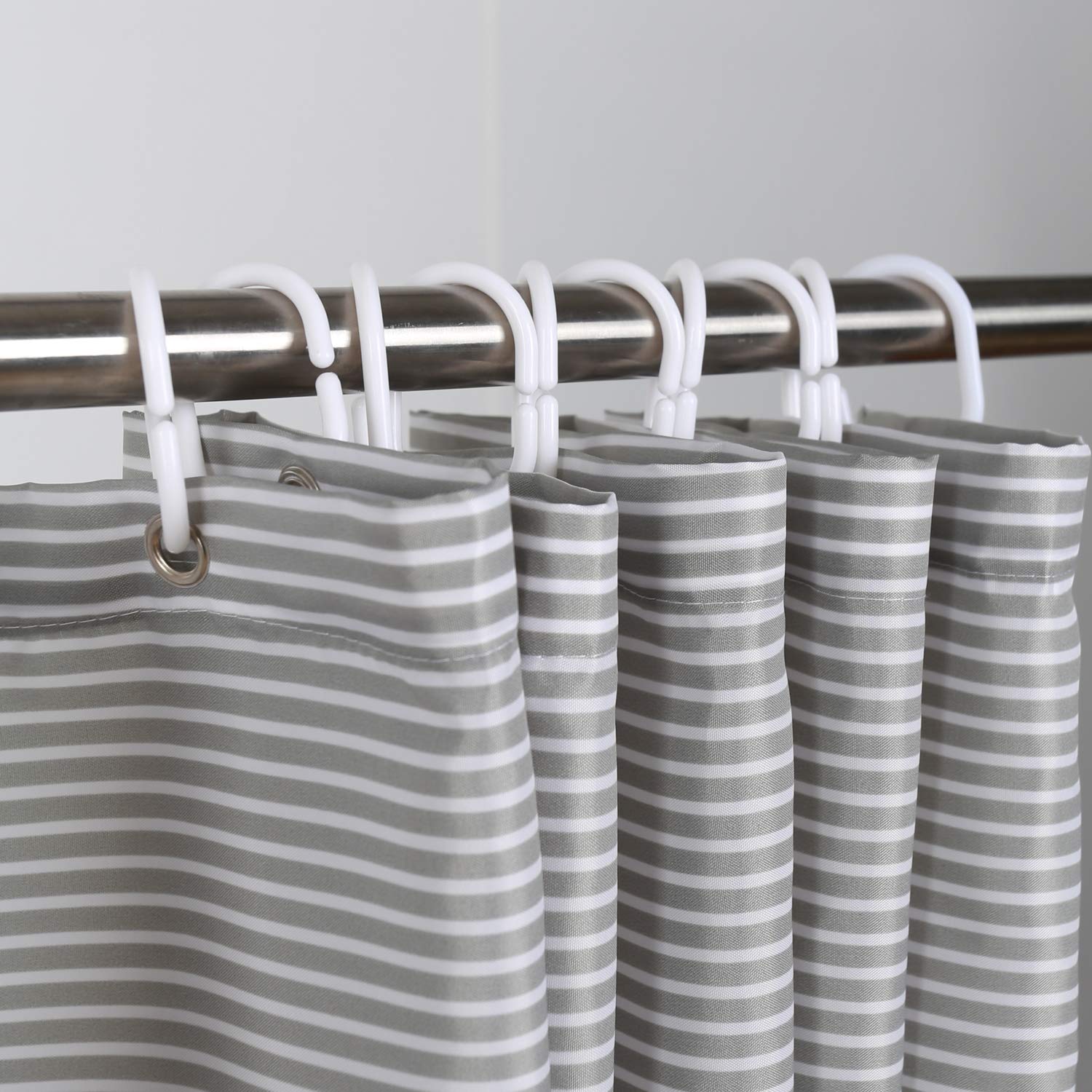 MORNITE Shower Curtain Black and Grey  Shower Curtain for Men Bathroom White Neutral Stripes Polyester Fabric 12 Hooks 72''x72''