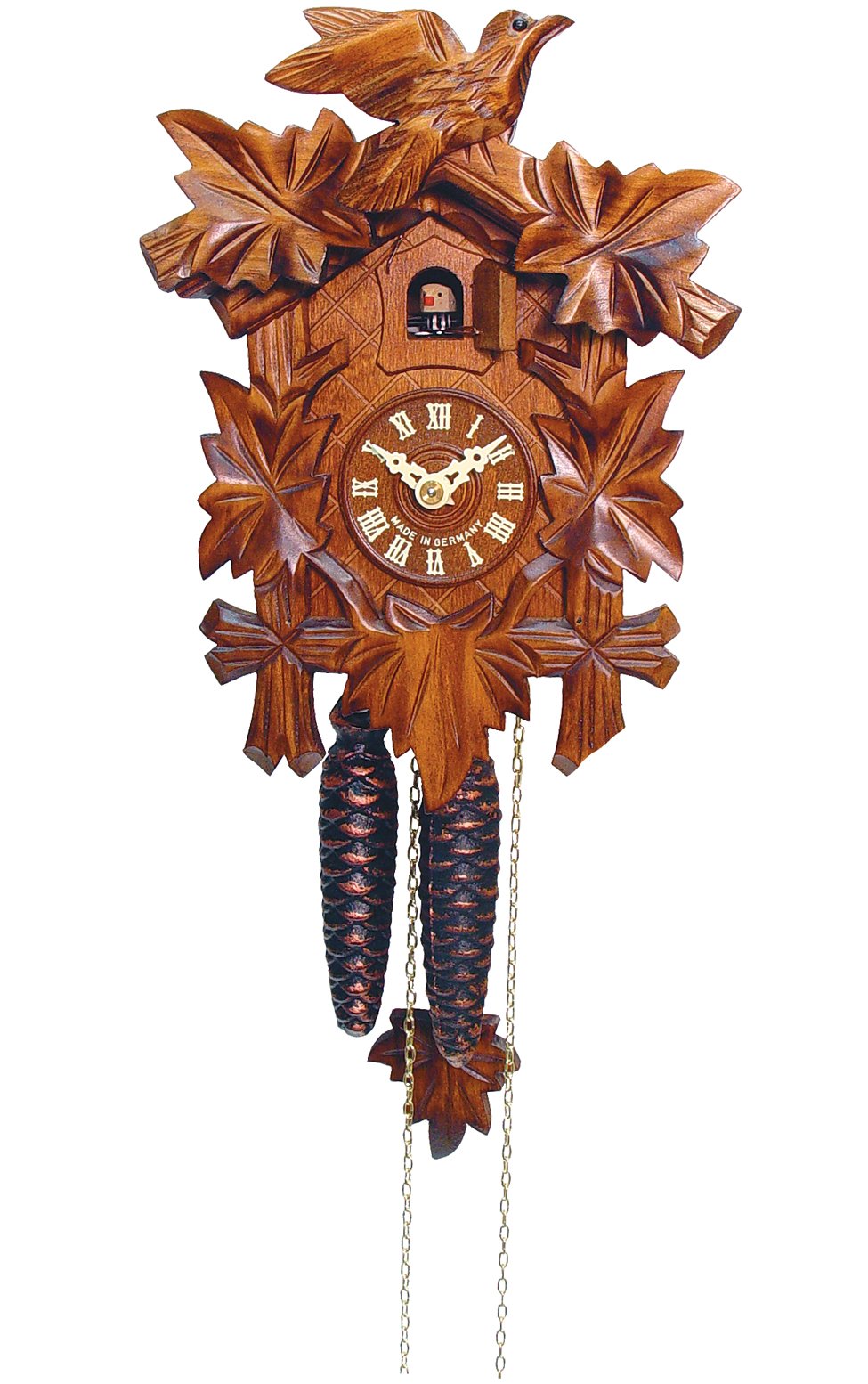 Alexander Taron Importer 522-1 Engstler Weight-Driven Cuckoo Clock-Full Size-9.25 H x 6.75 W x 6 D, Brown
