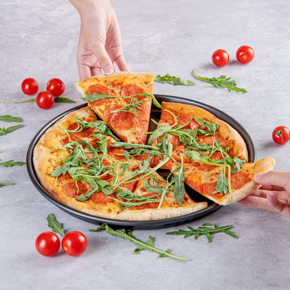 Restaurantware 12.5 Inch Round Aluminum Deep Dish Pizza Pan, Non-Stick, Oven-Baking, Black