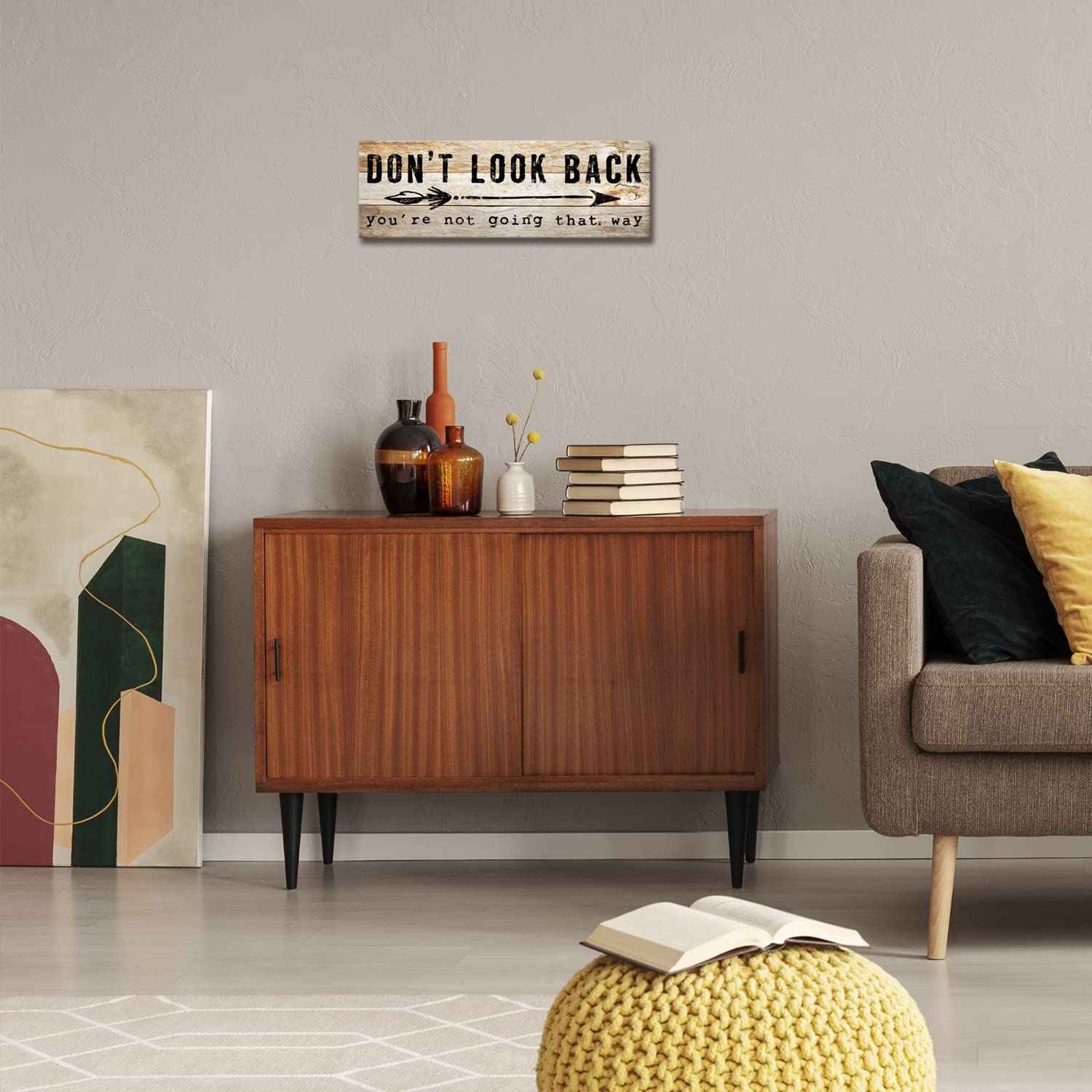 Pigort Inspirational Wall Art - Dont Look Back - Quote & Saying Art Painting, Motto Print Canvas Picture,Motivational Wall Art F