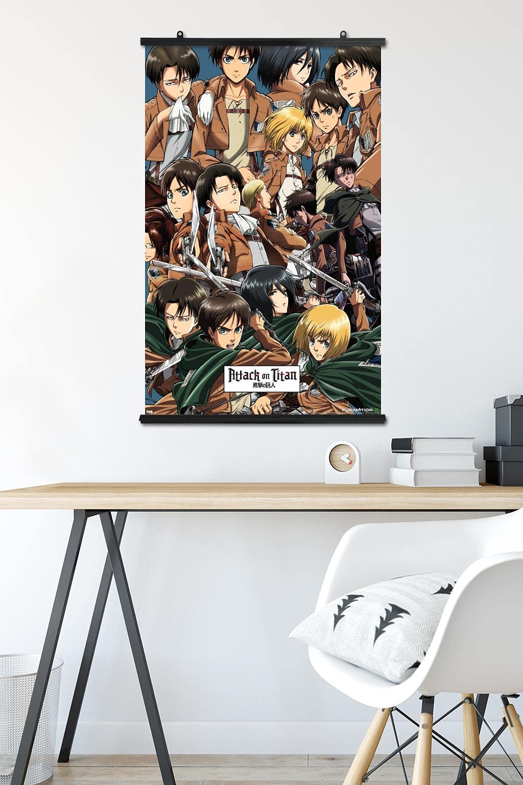 Trends International Attack On Titan - Collage Wall Poster, 22.375'' X 34'', Premium Poster & Clip Bundle