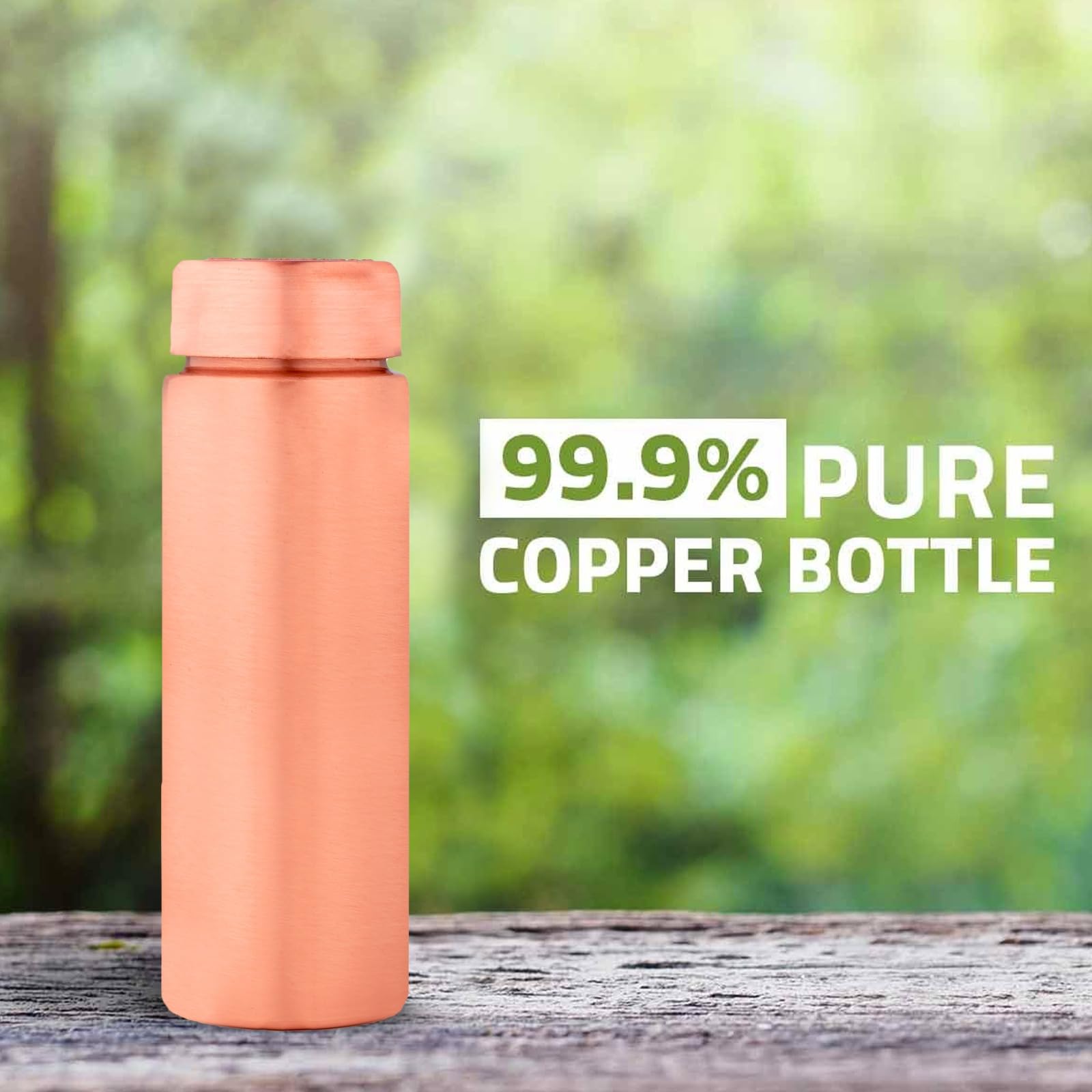 NORMAN JR Copper Water Bottle 400ml - Gift Box of 3, Slim Plain, an Ayurvedic vessel made from pure copper - helps you drink mor