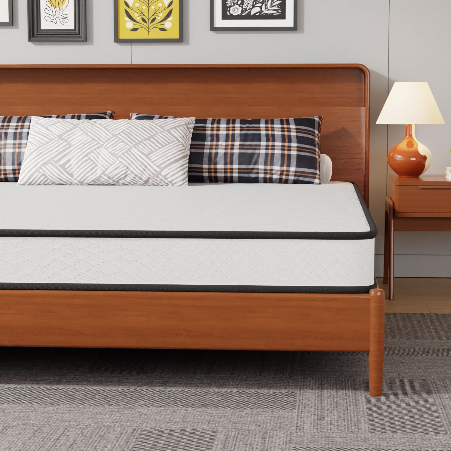 Paylesshere 6 Inch Hybrid Mattress With Innerspring And Foam/Fiberglass Free/Medium Firm Spring Mattress/King Size Mattress In A