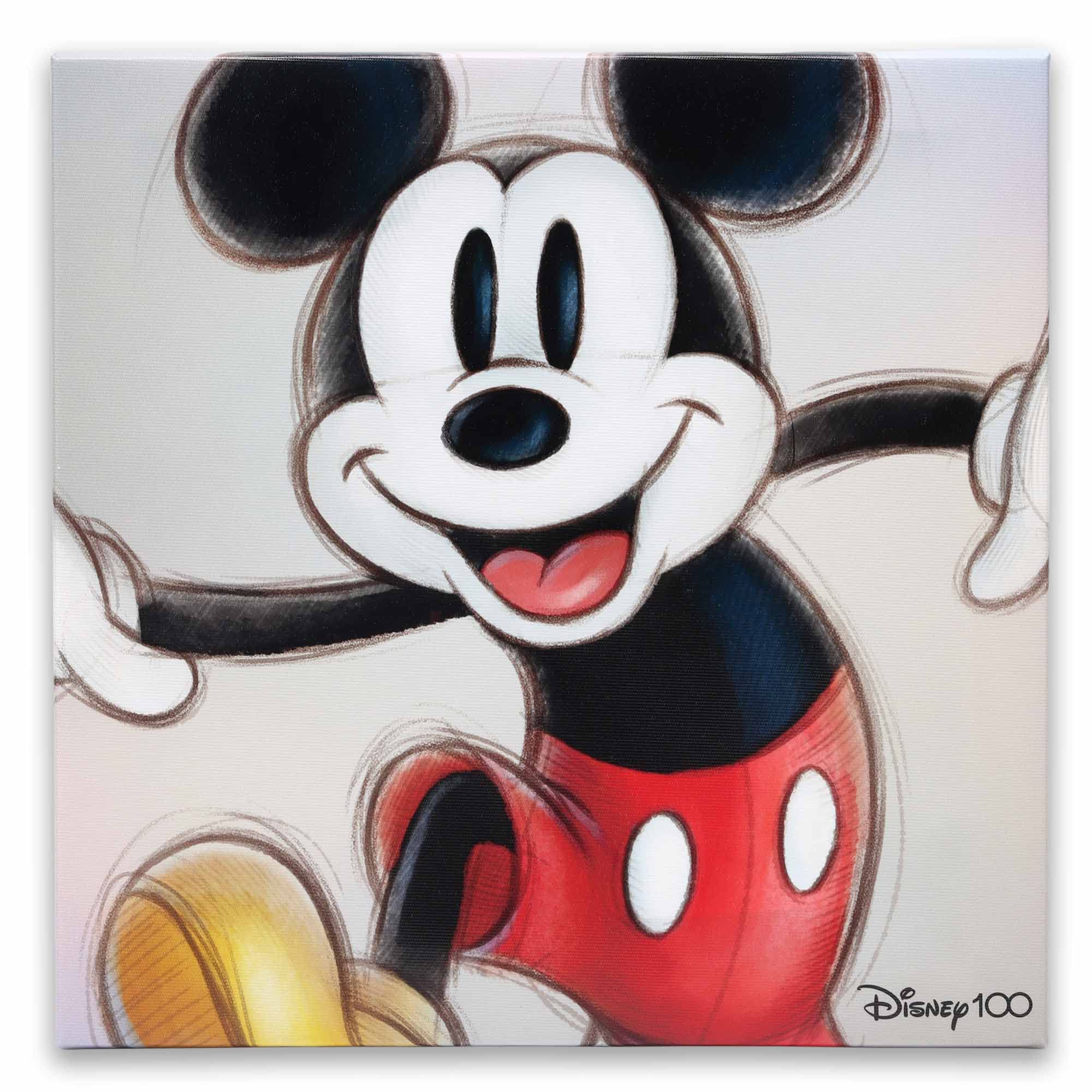 Open Road Brands Disney Mickey Mouse Sketch Gallery Wrapped Canvas Wall Decor - Classic Mickey Mouse Wall Art For Home