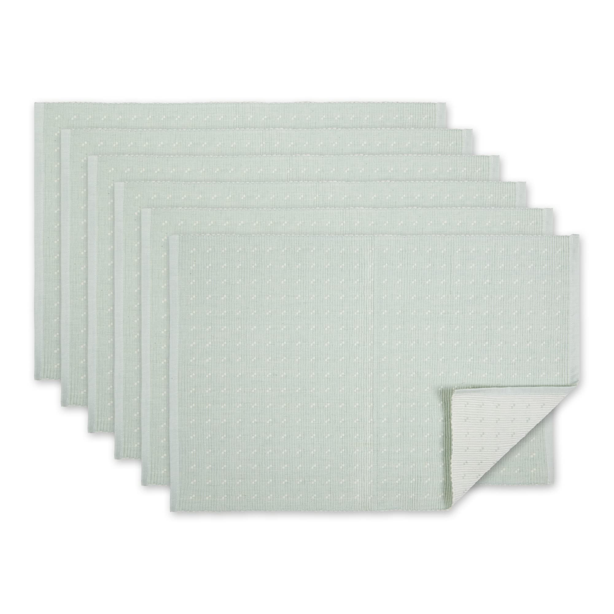 MISTY BLUE DOBBY DOTS RIB PLACEMAT SET/6