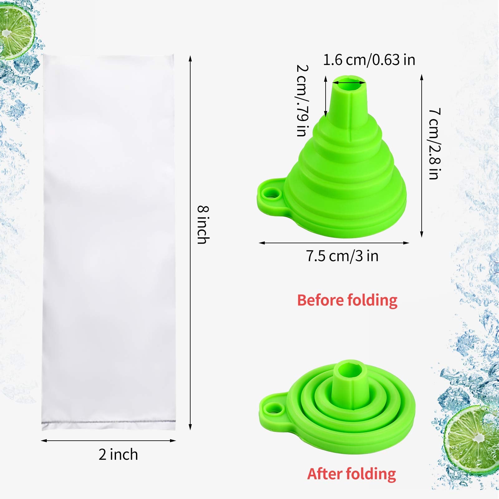 Patelai 200 Pieces Ice Pop Bags 2 X 8 Inch Bolsitas Para Bolis De Hielo Mexicanas Ice Cream Bolis Bags Pouch For Making Ice Cand