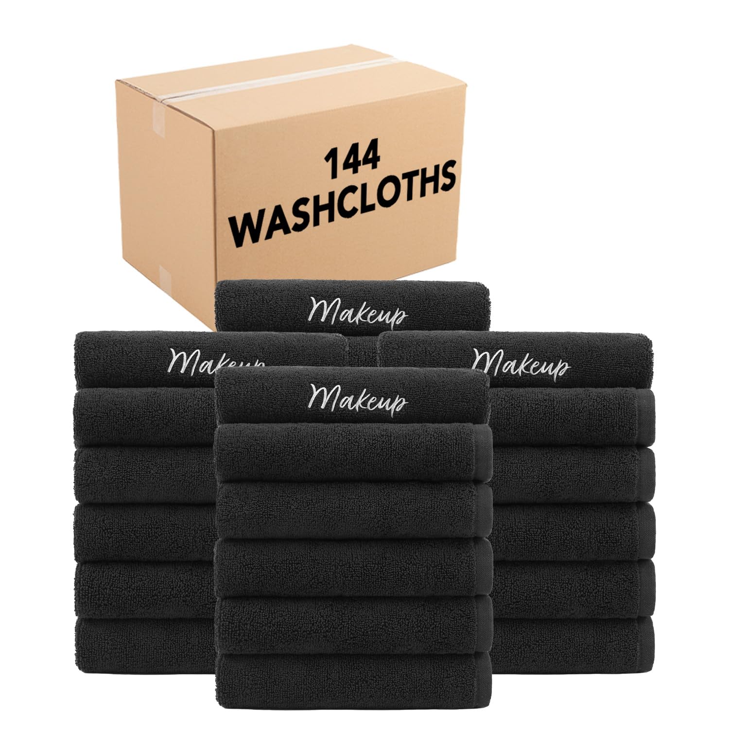 Arkwright Makeup Towels - Bulk Case Of 144 - Super Soft 100% Cotton, Gentle & Lightweight Small Fingertip Powder Room Washcloths
