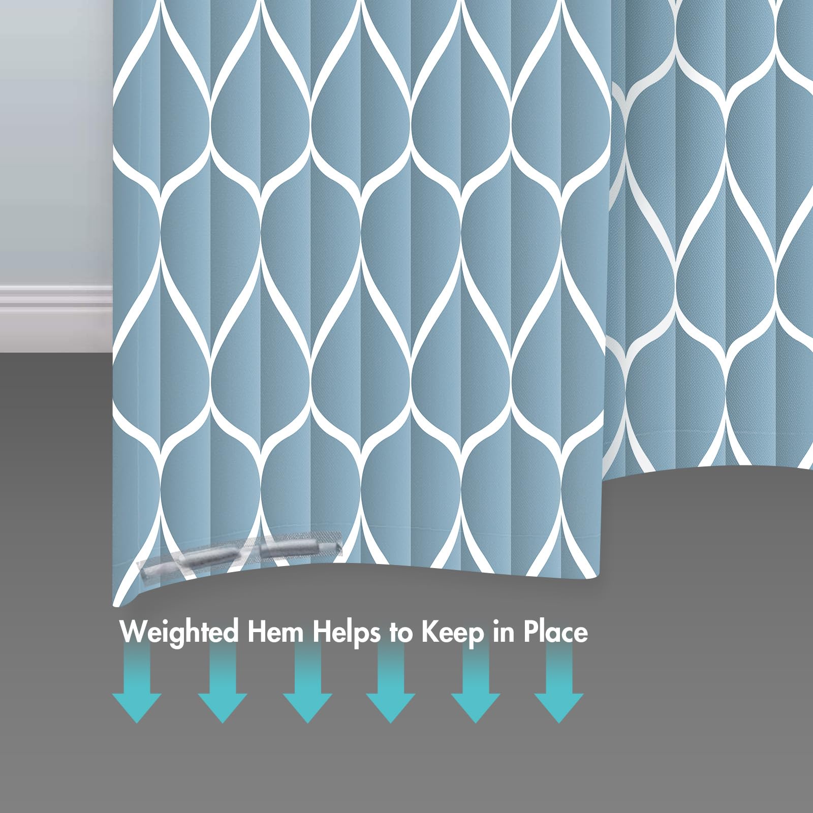 Gelbchu Moonlight Blue Shower Curtain, Waterproof Design And Polyester, Quick-Drying, Weighted Hem, Shower Curtains Set For Bath