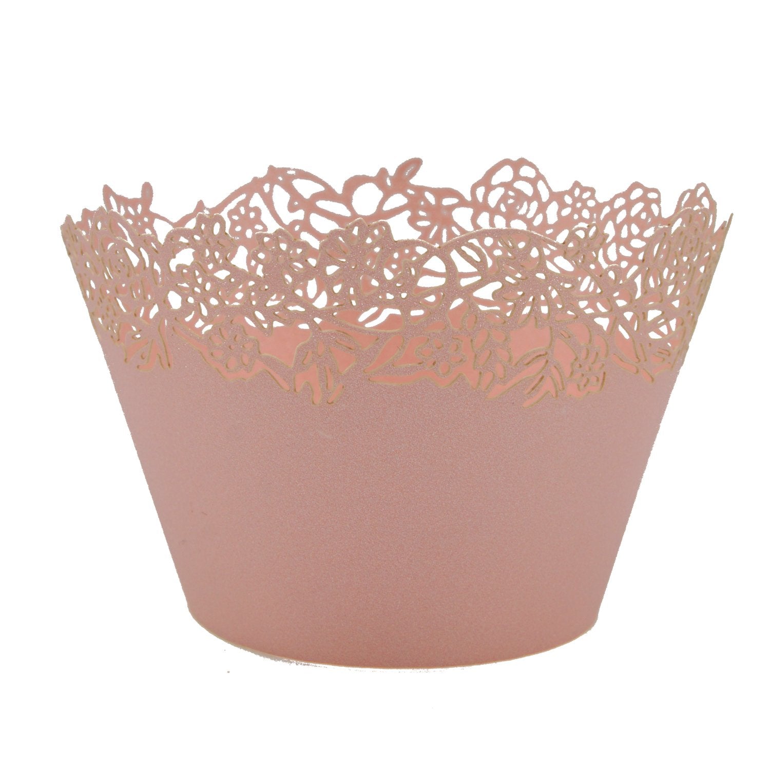 Cupcake Wrappers Pack Of 50 Pink Filigree Artistic Bake Cake Paper Cups Little Vine Lace Laser Cut Liner Baking Cup Muffin Case
