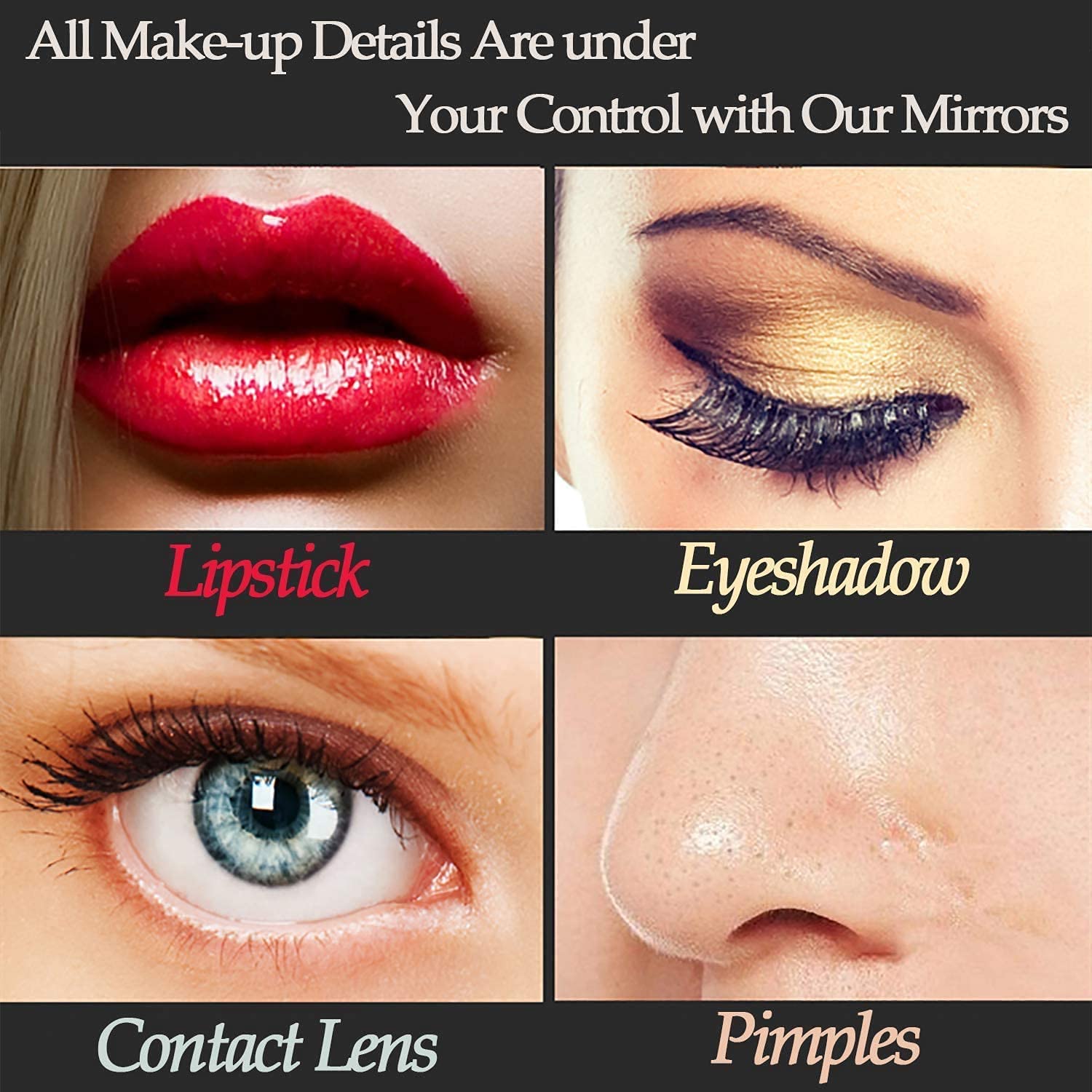 BENDIC Vanity Mirror Makeup Mirror with Lights,10X Magnification,Large Hollywood Lighted Vanity Mirror with 15 Dimmable LED Bulb