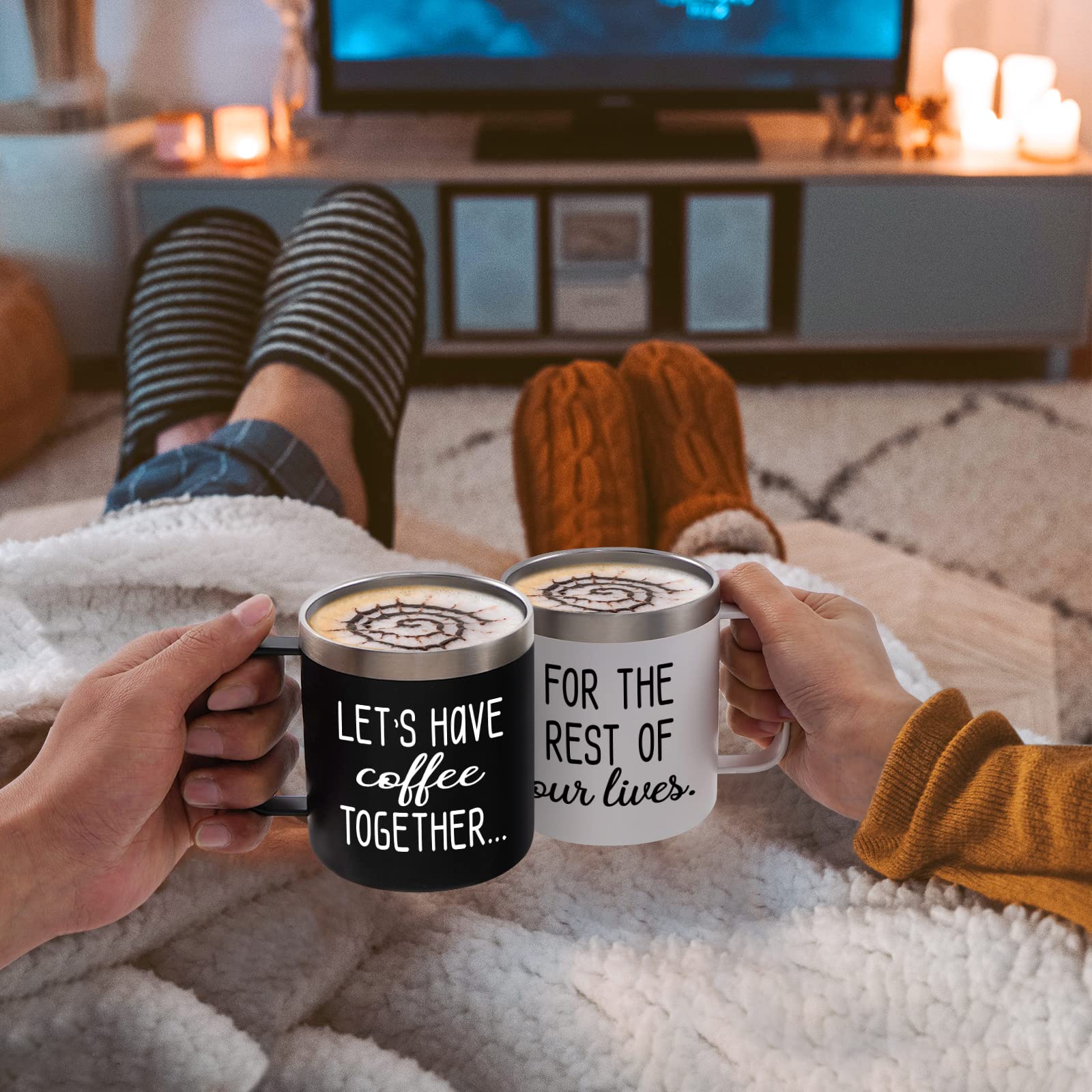 Gingprous Lets Have Coffee Together For The Rest Of Our Lives Insulated Coffee Mug Set, Engagement Wedding Gift For Couple Brida