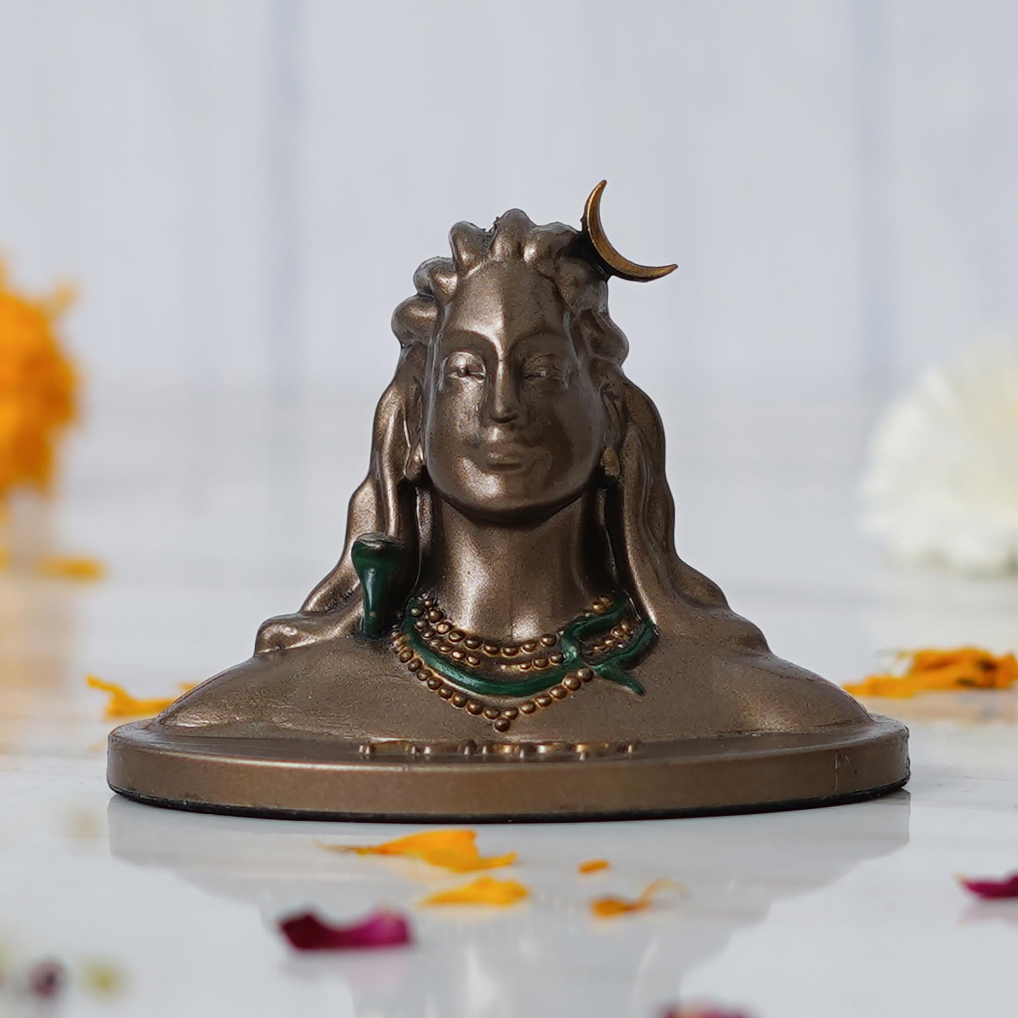 Ecraftindia Resin Bronze Finish Adiyogi Shiva Statue For Car Dashboard| Adiyogi Statue For Home Pooja Room Office Decor| Shiv Mu