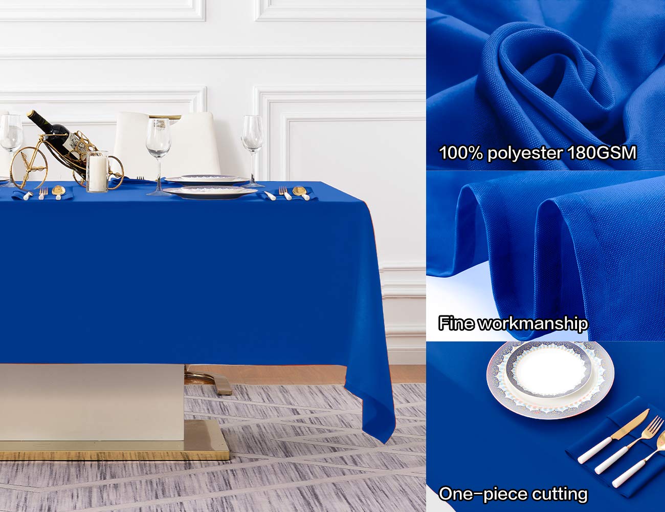 Surmente 60 X 102 Tablecloth For Rectangle Tables Polyester Oblong Table Cloth For Weddings, Banquets, Or Restaurants  (Royal Bl