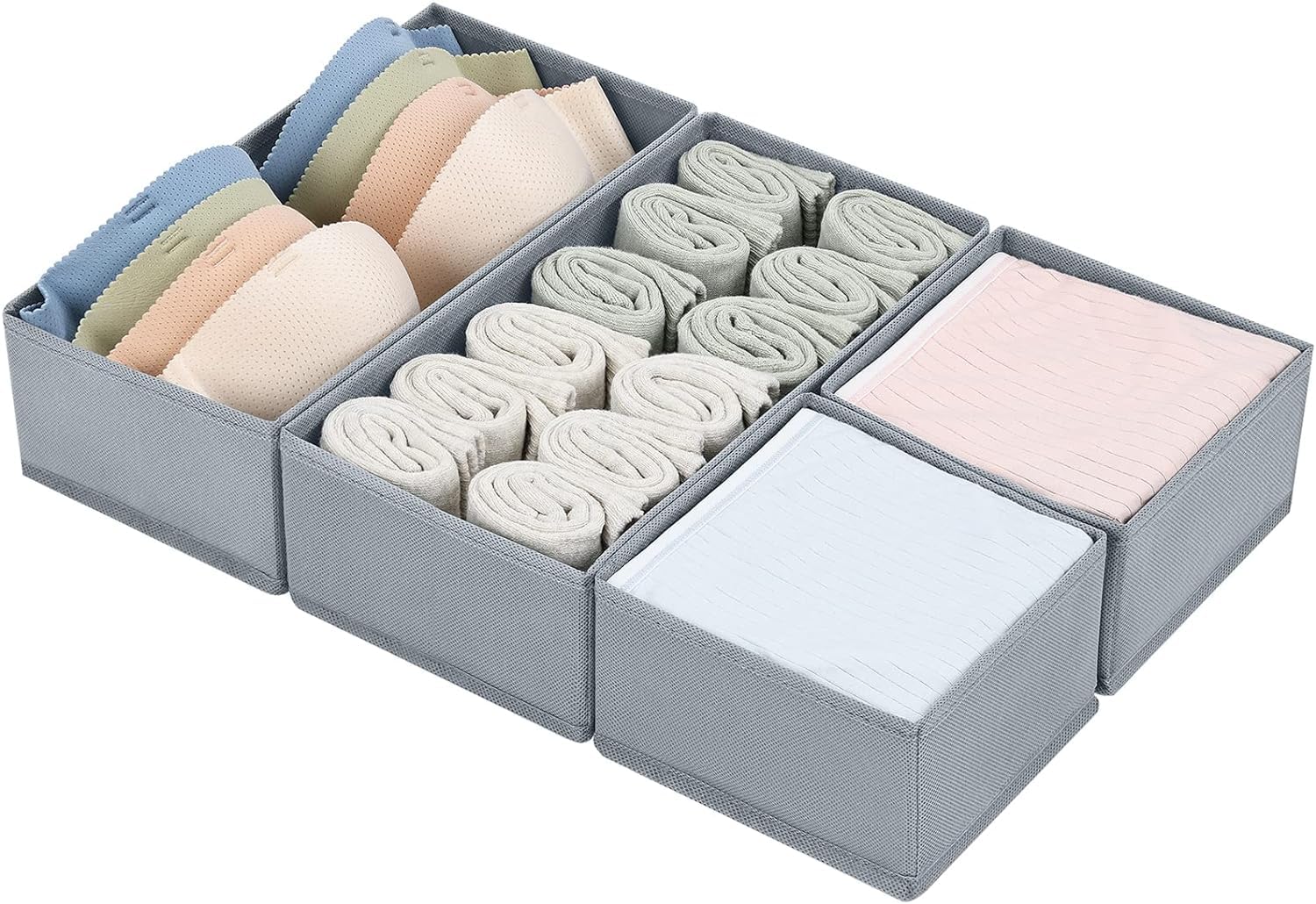 FLYNGO Foldable Drawer Organizer Clothes Organiser for Wardrobe, Closet Organizer Cubes Storage Box for for Socks, Bra, Tie, and