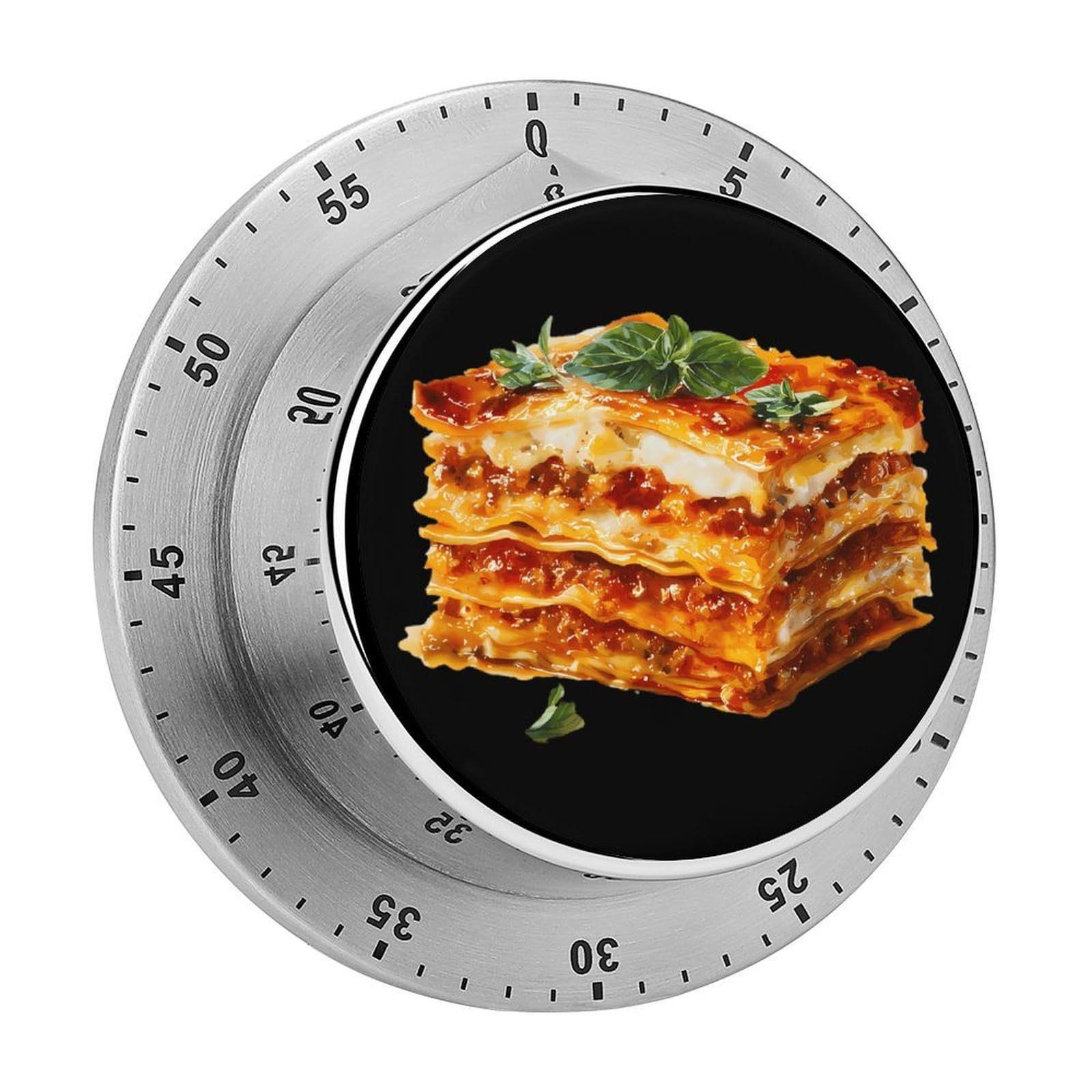 Watercolor Italian Lasagna Modern Timers Stainless Steel 60 Minute Time Management Wind Up Clock Timer