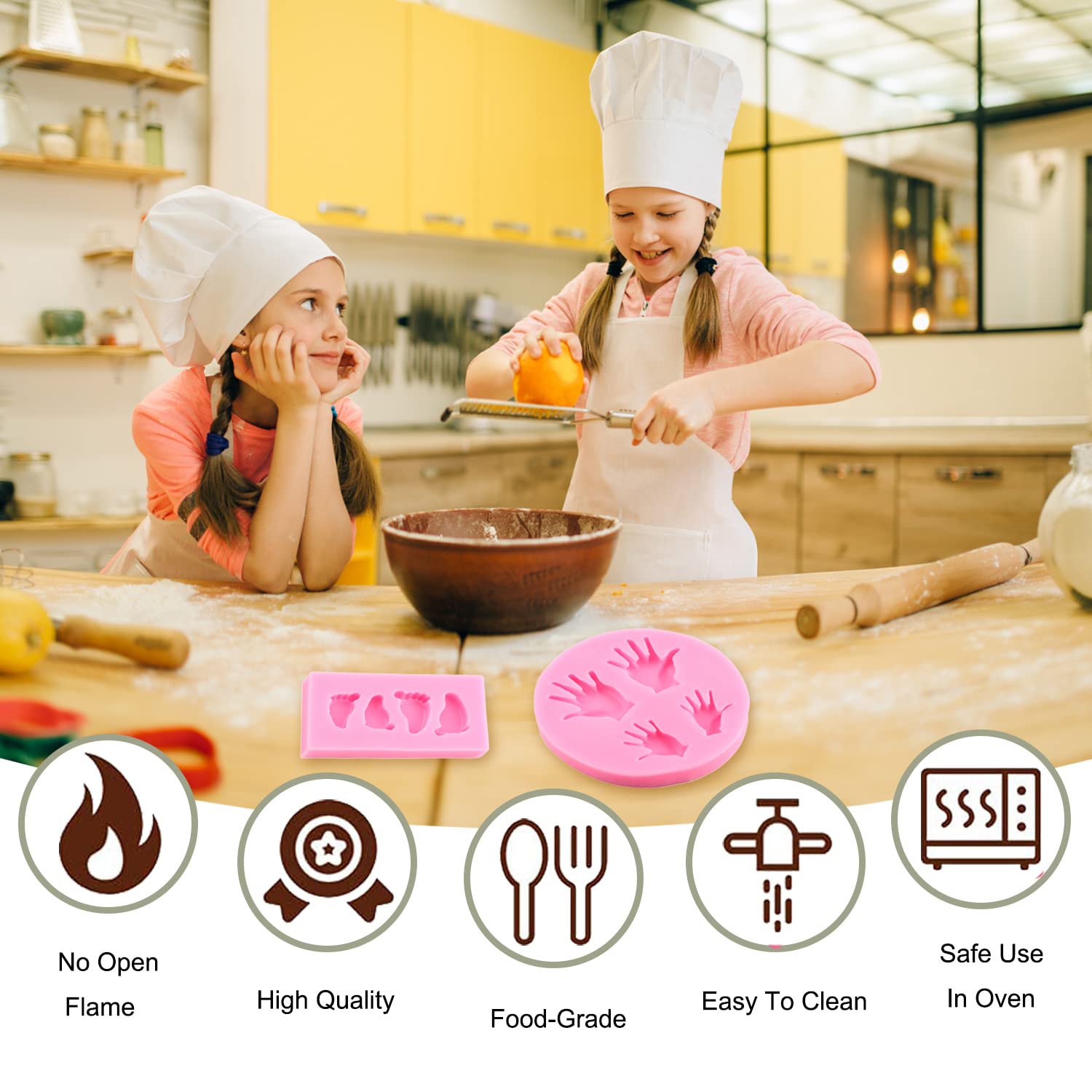 Zixiang Baby Silicone Fondant Molds Baby Foot Fondant Mold Baby Hand Silicone Molds For Baby Shower Cake Decoration Cupcake Topp