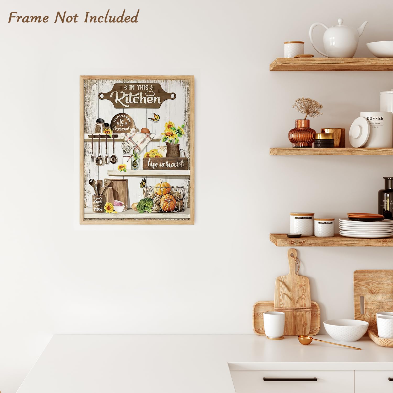 Dazzlewall Country Kitchen Wall Art Rustic Farmhouse Life Is Sweet Good Food Good Mood Quotes Sunflower Kitchen Pictures Wall De