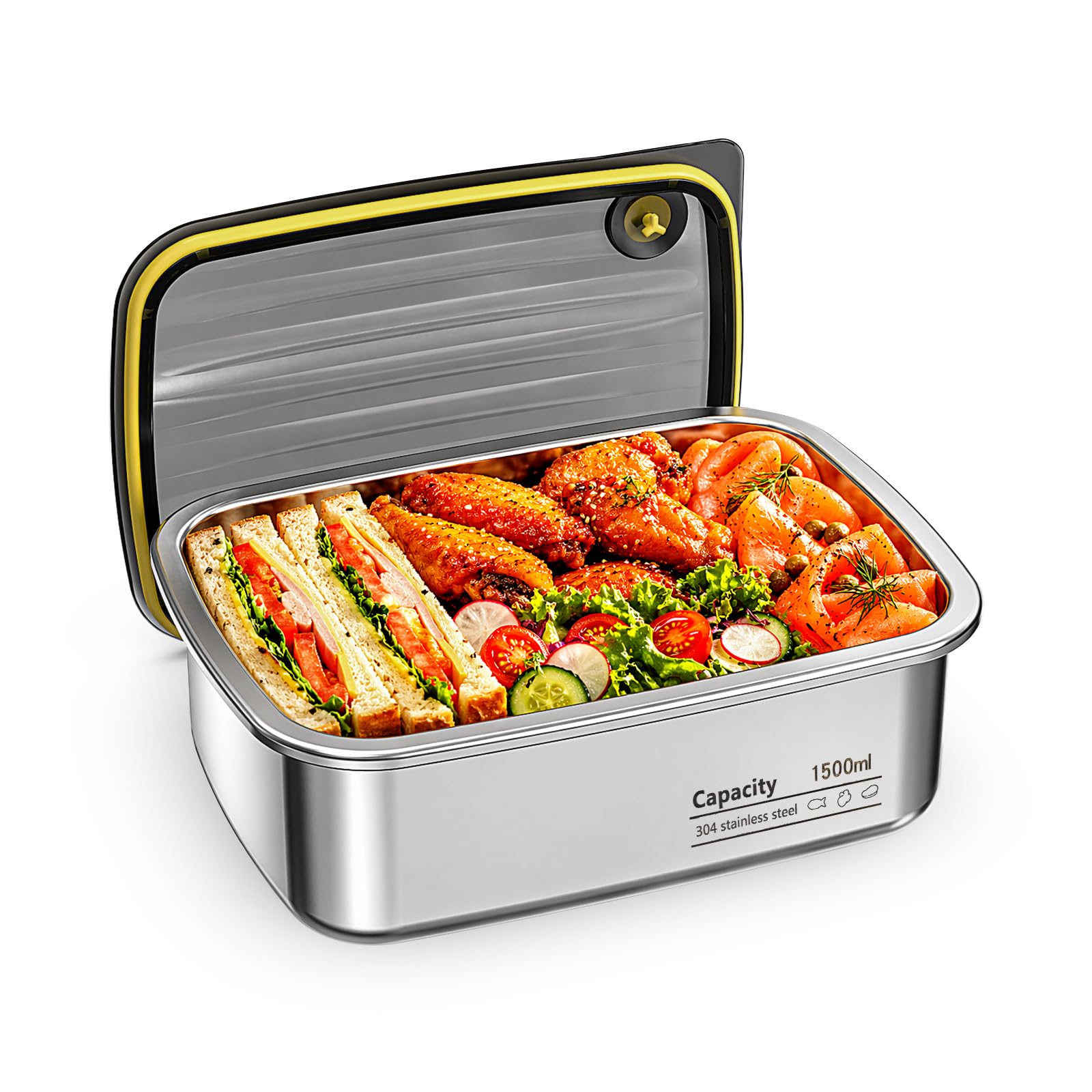 Odopok Stainless Steel Inner Container with Lid for Cordless Electric Lunch Box, 1.5L 6.3 Cups Meal Container for Portable Heate