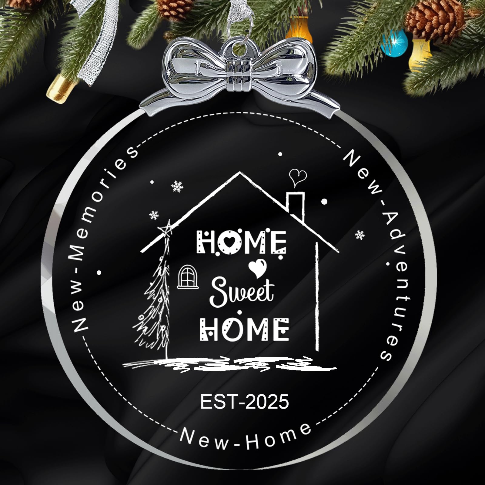 House Warming Gifts New Home Ornament 2025, First Christmas in New Home Ornament Crystal Glass, Housewarming Gift Presents for W
