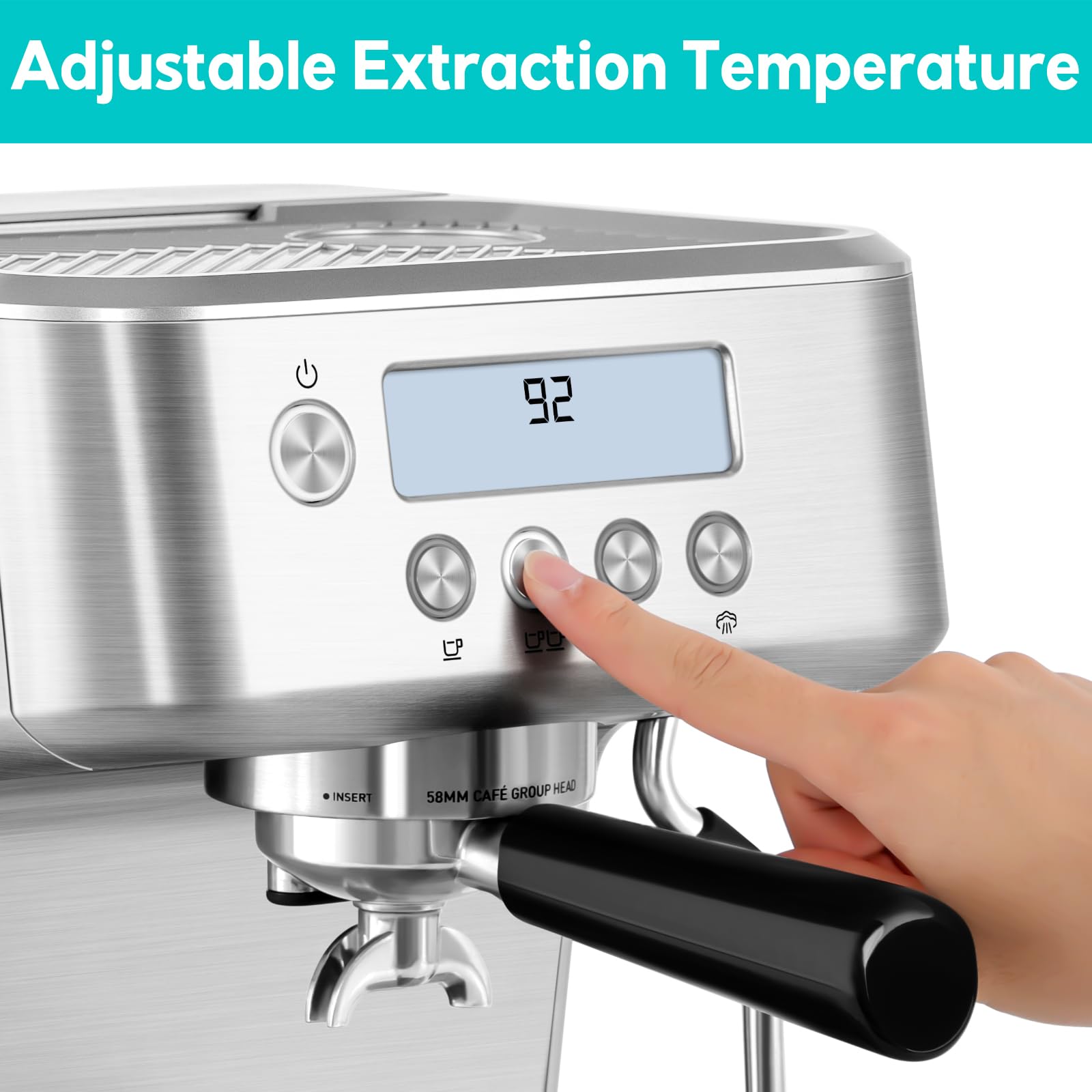 Casabrews Espresso Machine With Lcd Display, Powerful Milk Frother And Customizable Brewing Temperature, Provides Barista-Level