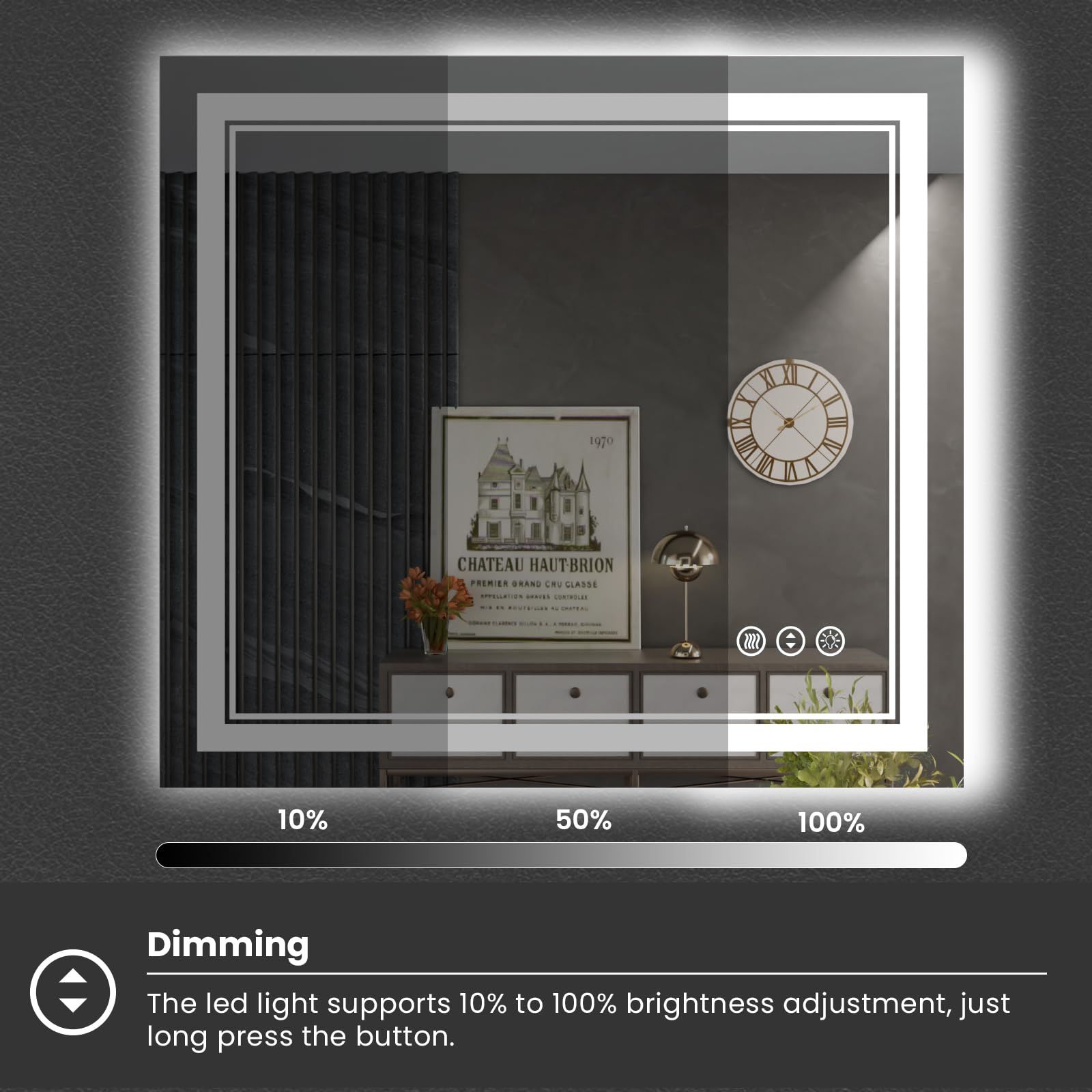 Istripmf 40 X 24 Inch Led Bathroom Mirror With Lights, Front Light And Backlit Anti-Fog Dimmable Memory Lighted Vanity Mirror, S