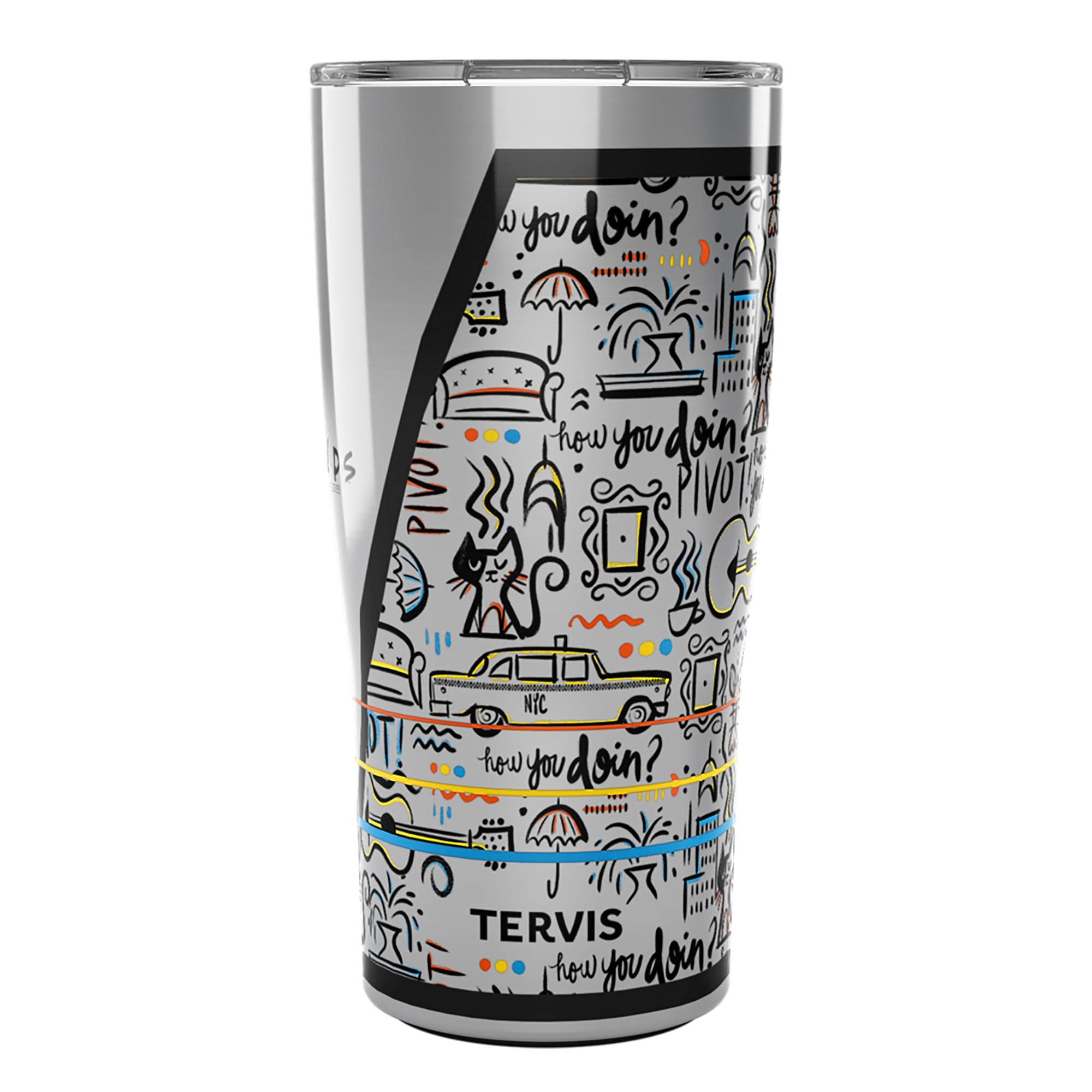 Tervis Traveler Friends Pattern Triple Walled Insulated Tumbler Travel Cup Keeps Drinks Cold & Hot, 20oz, Stainless Steel