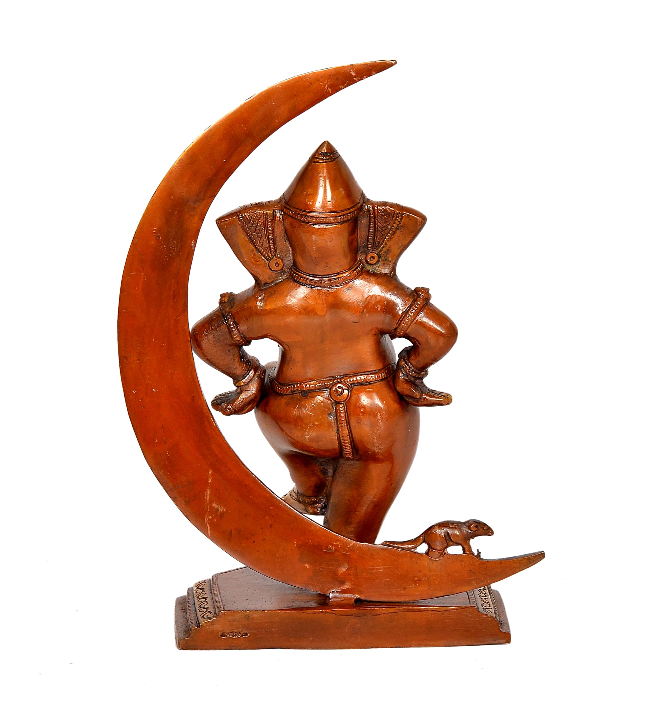 Dattatreya Brass Lord Ganesha Idol Statue Ganesh On Moon Decorative Sculpture For Home Office Temple Showpiece (Height 10 Inch)