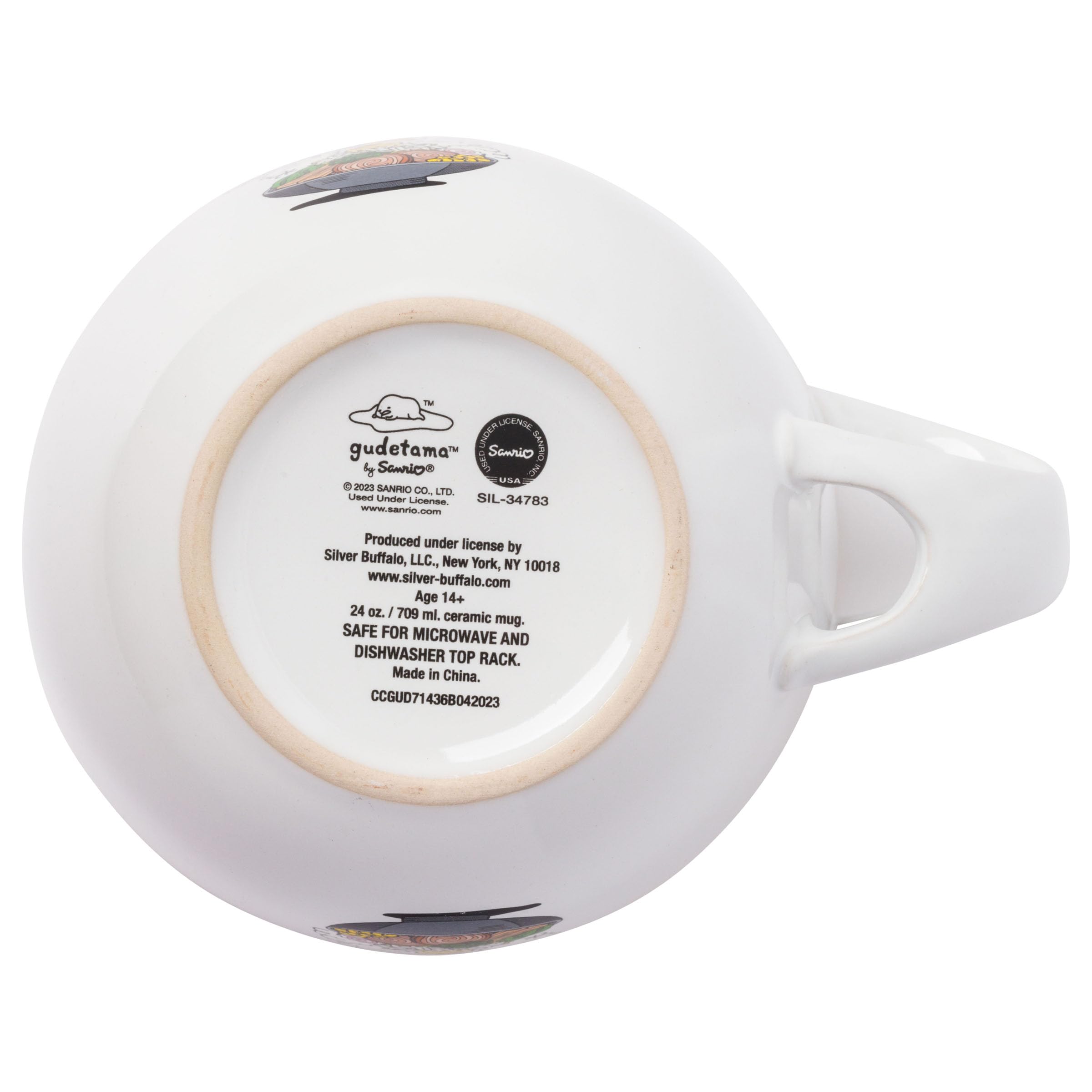 Silver Buffalo Sanrio Gudetama Lazy Egg Dangerous Situations Ceramic Soup Mug With Spoon, 24 Ounces