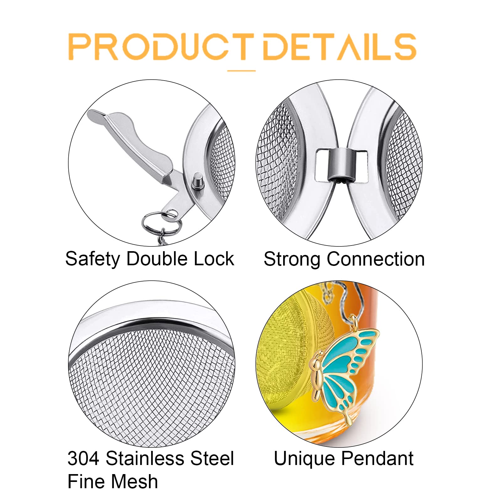Nstaygate 2Pcs Tea Steeper For Loose Tea,Tea Infuser Tea Balls For Loose Tea With Charm Handmade Cute Butterfly Bff Pendant Loos