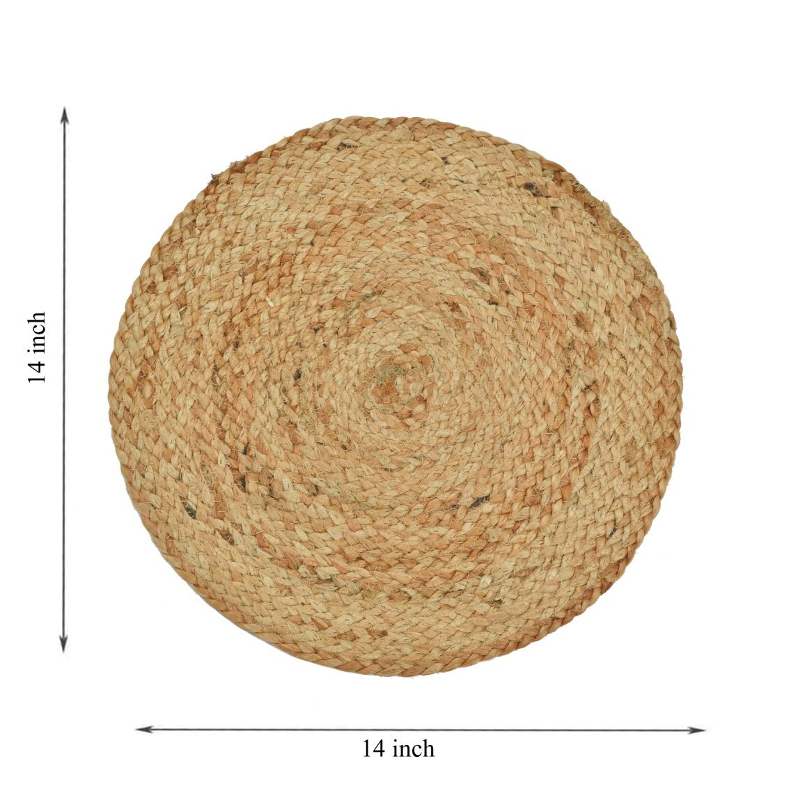 LaVichitra Braided Jute Placemats 35 Cm Round - Dining Table, Bed Side/Centre Table/Shelves -Natural/Beige - 5 Piece