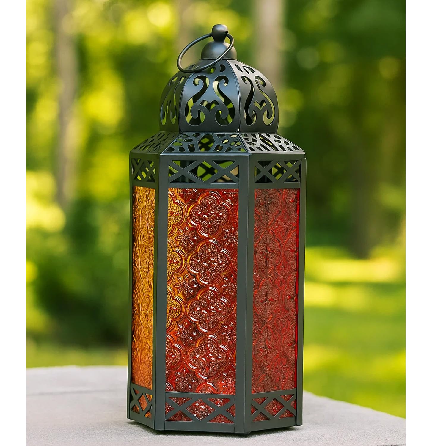 VELA LANTERNS 12 Large Black Metal Decorative Moroccan Lantern Candle Holder Lamp - Indoor/Outdoor, Home Decor, Patio, Weddings,