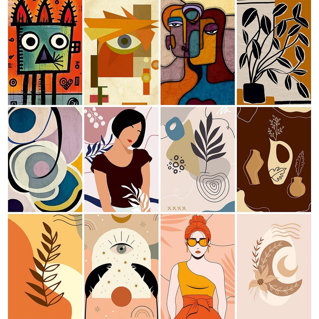 Cvanu 12Pcs Boho Wall Collage Kit Printed Poster For Wall Decoration Size (11.6Inchx8.2Inch)_202307-98
