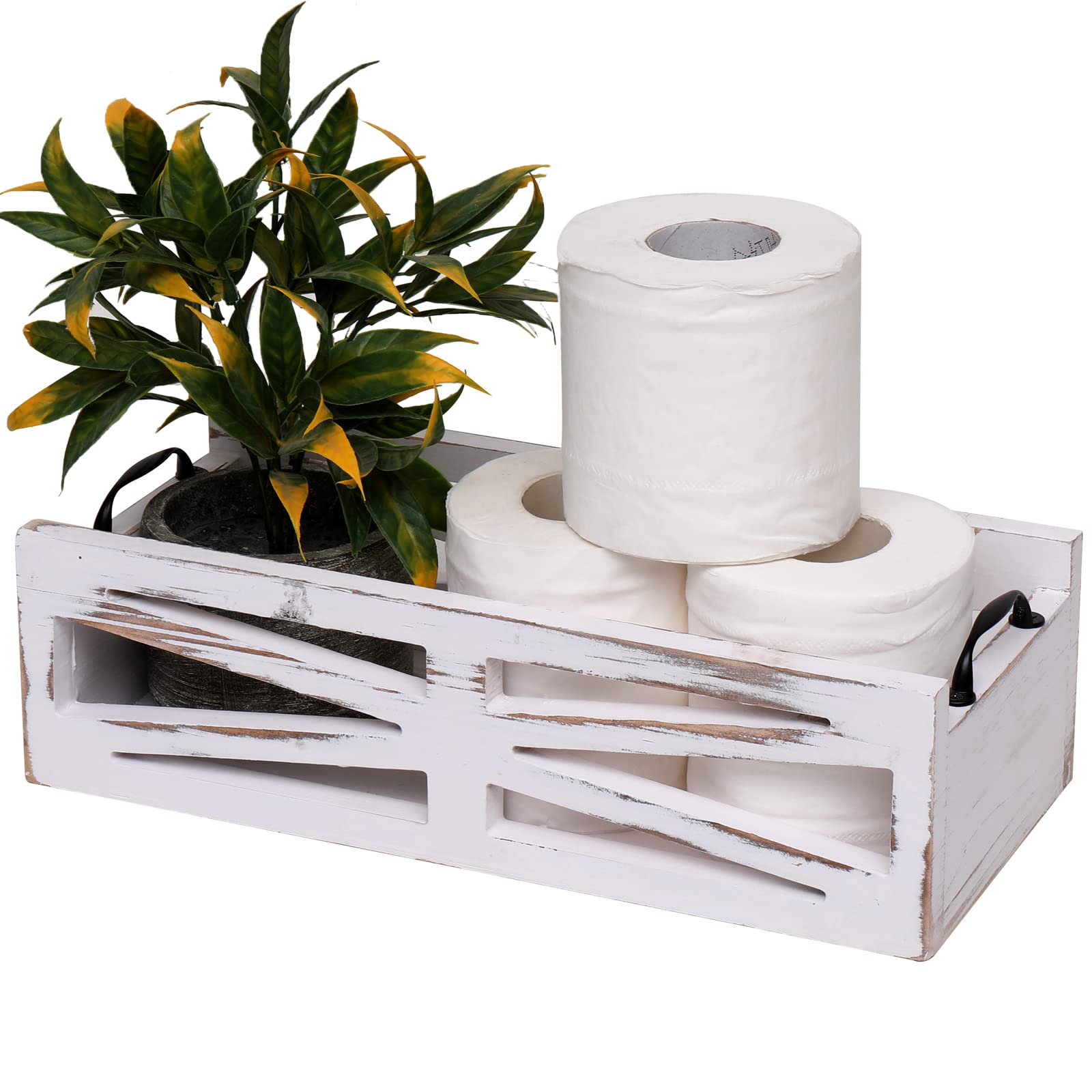 Bathroom Decor Box Toilet Paper Holder Wood Toilet Tank Box Toilet Paper Storage Basket,Farmhouse Kitchen Utensil Holder Caddy,