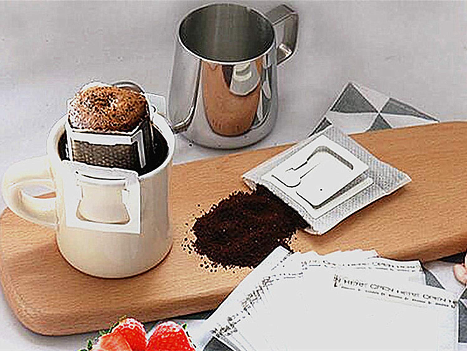 Coffee Filter Paper Bag 100 Pieces, Hanging Ear Drip Coffee Bag Single Serve Disposable Drip Coffee Filter Bag Perfect For House