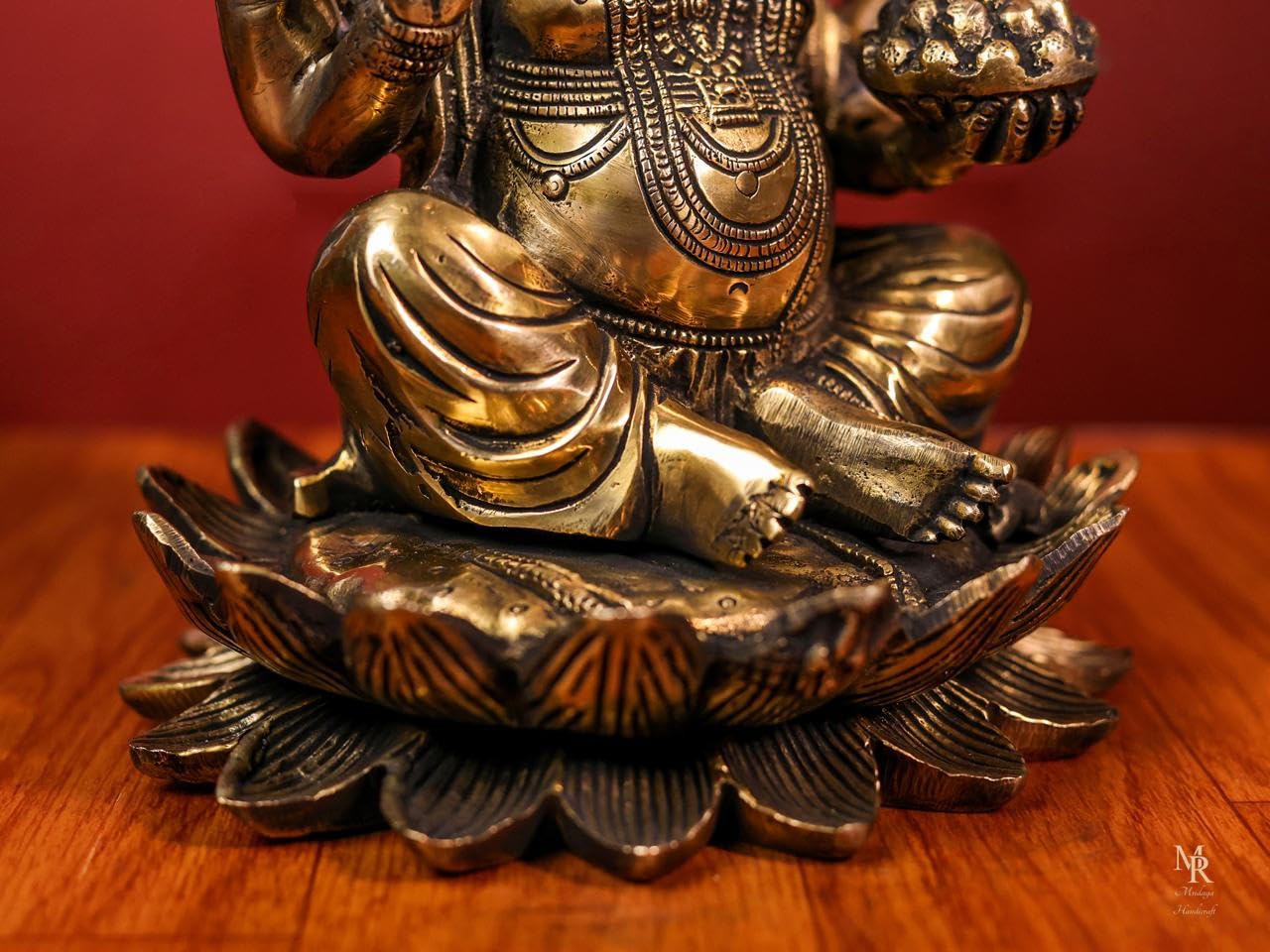 Brass Ganesha Statue With Mosaic, 24 Cm Brass Ganesh Statue, Ganpati Idol, Good Luck Gift For New Beginnings, House Warming Gift
