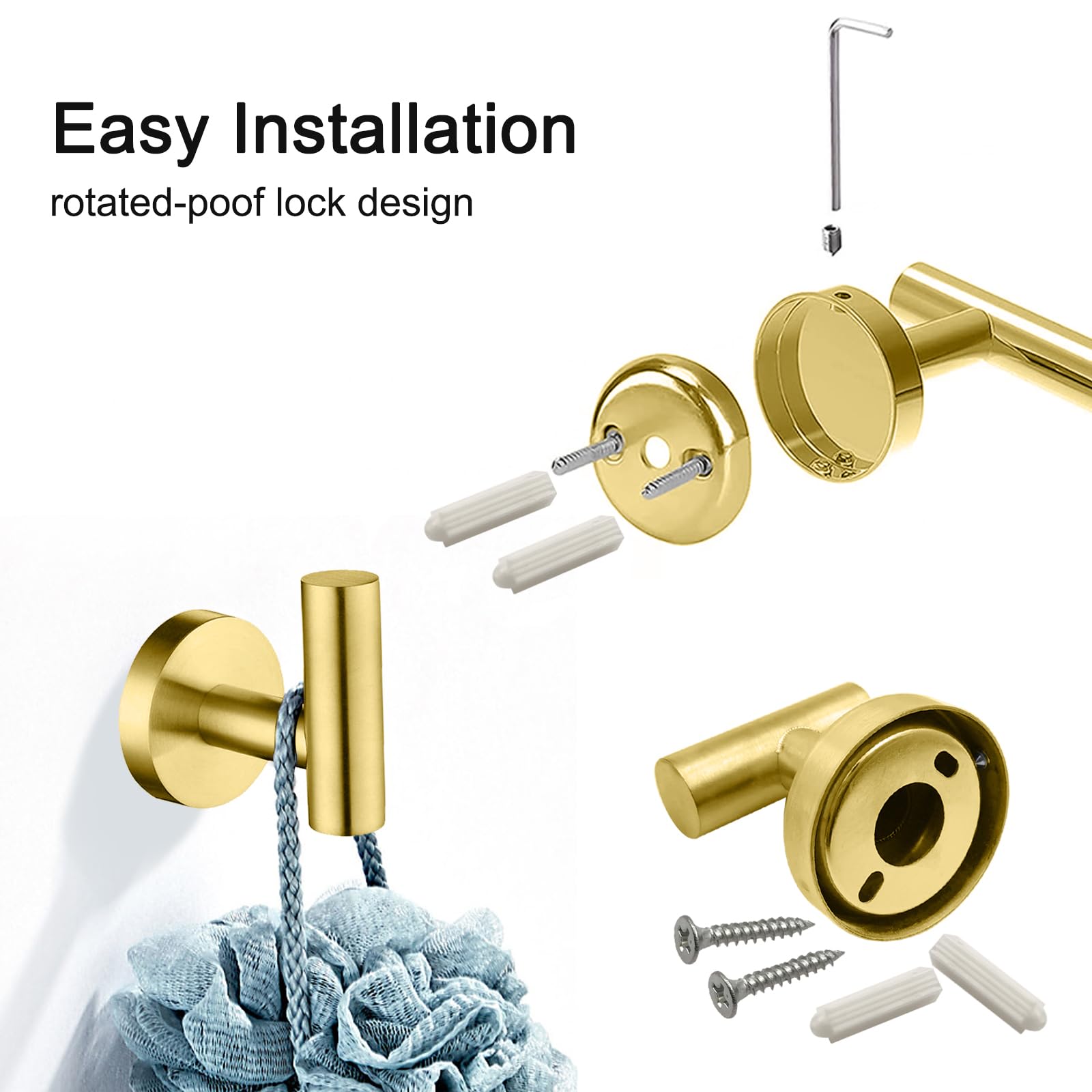 Bathroom Hardware Set, 7 Pcs Bathroom Towel Rack Stainless Steel Bath Hardware Kit Including 16'' Hand Towel Bars, Toilet Paper