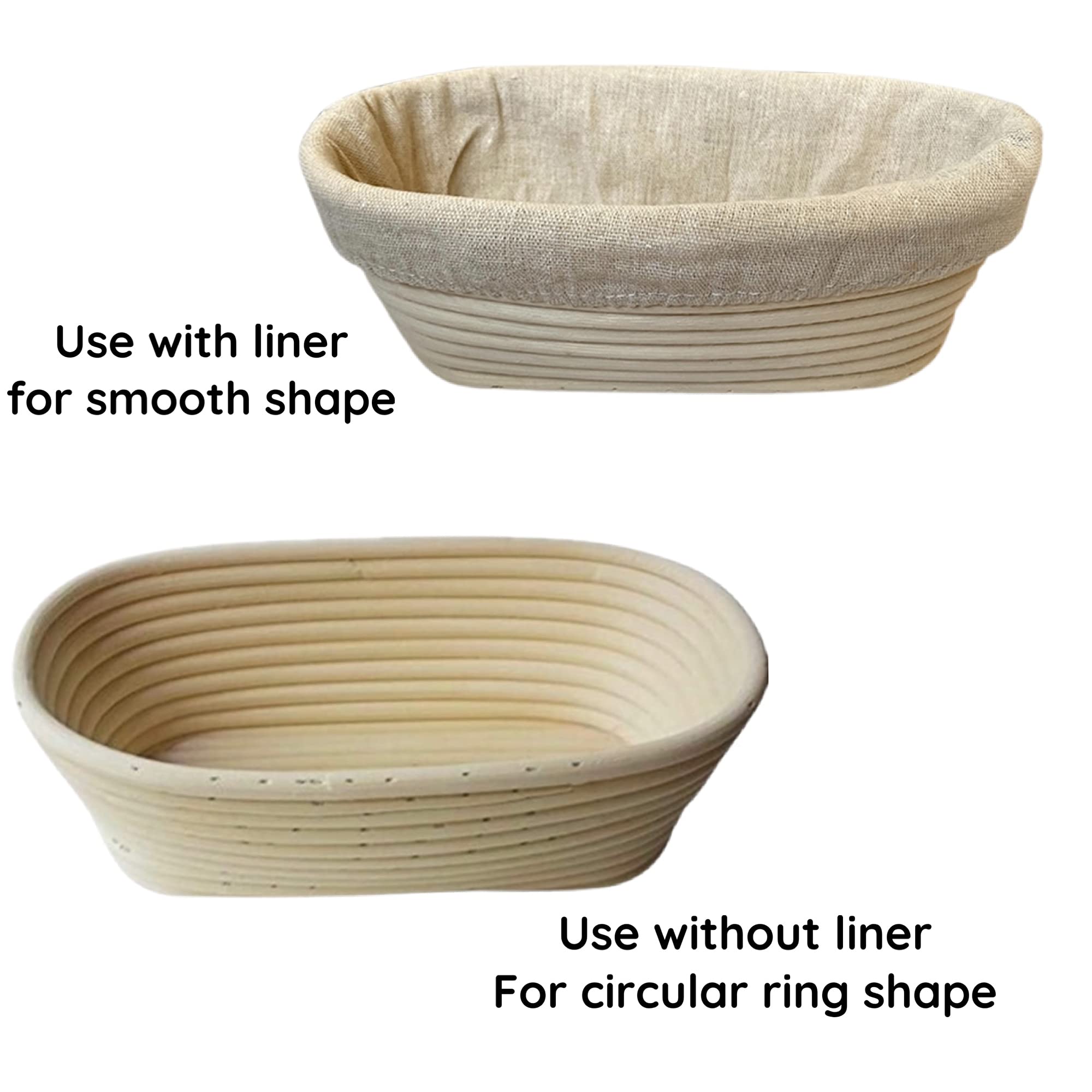 Roesha 10 Inch Oval Bread Banneton Proofing Basket Set Of 2, Bread Baking Kit Sourdough Proofing Basket For Artisanal Bread, Bre