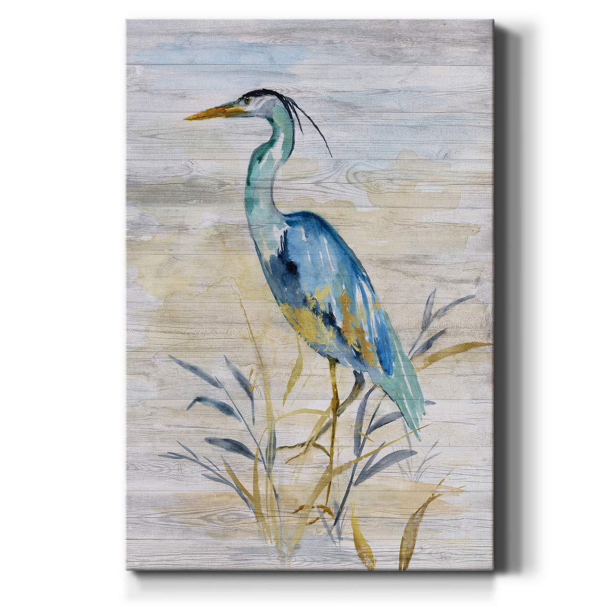 Renditions Gallery Animal Canvas Wall Art Paintings For Wall Decorations Blue Resting Heron Abstract Nature Wall Hanging Artwork