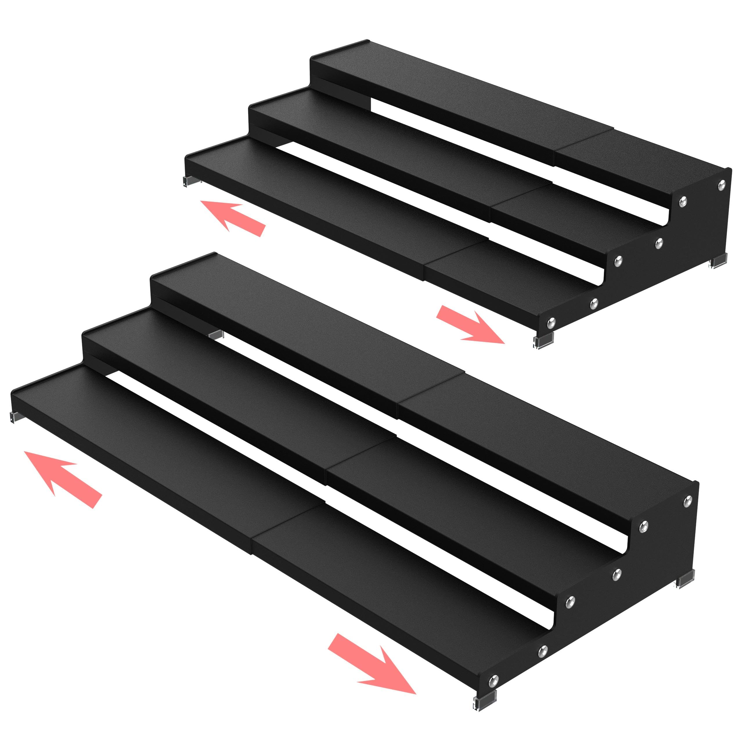 Jojocross Spice Rack Organizer 3 Tier Expandable Display Shelf(12.824.01 W) NonSkid Heavy Duty Sturdy Metal Iron Alloy Steel
