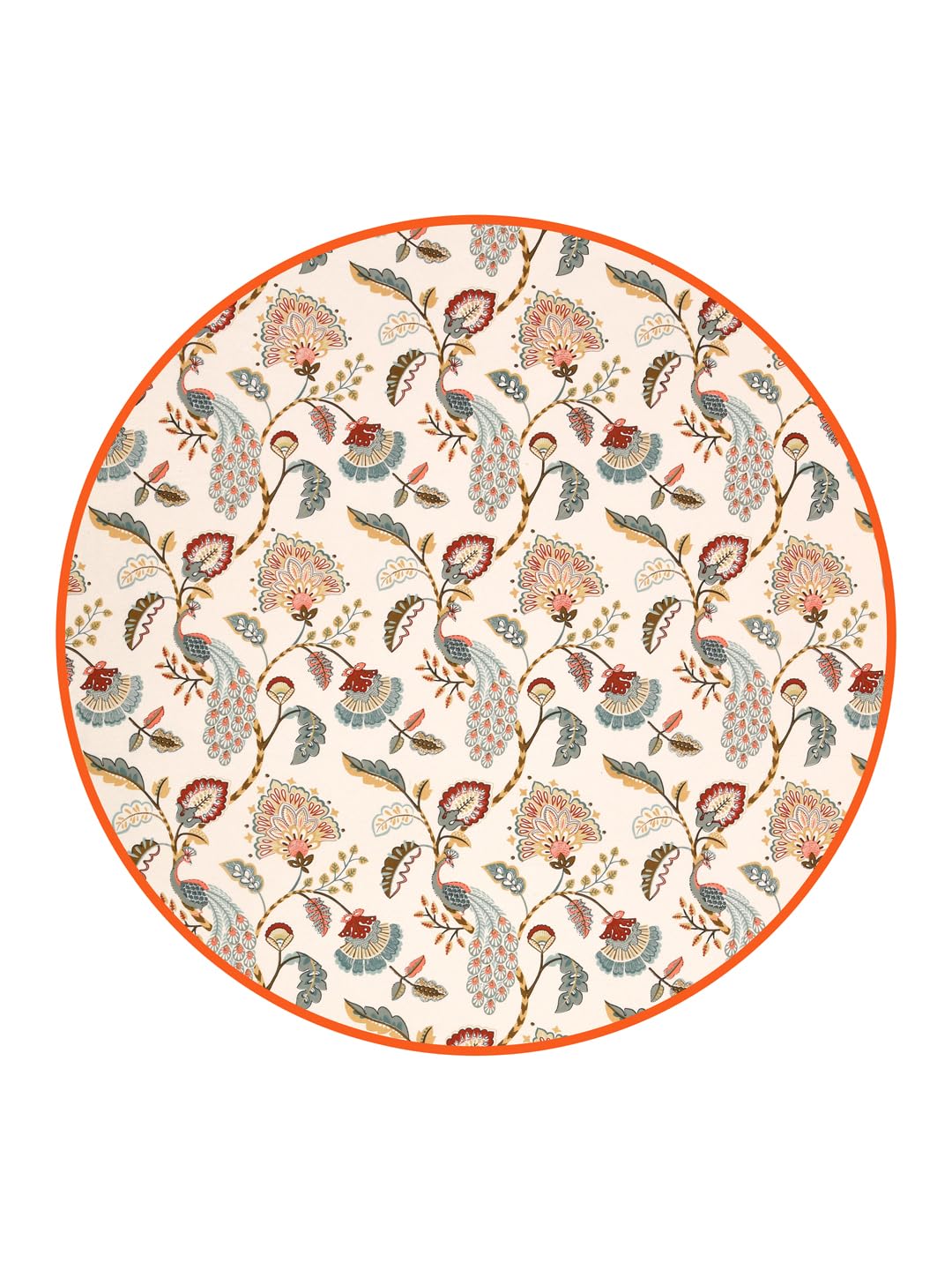 Clasiko 100% Cotton 6 Seater Round Table Cover; 72x72 Inches; Multicolor Peacock