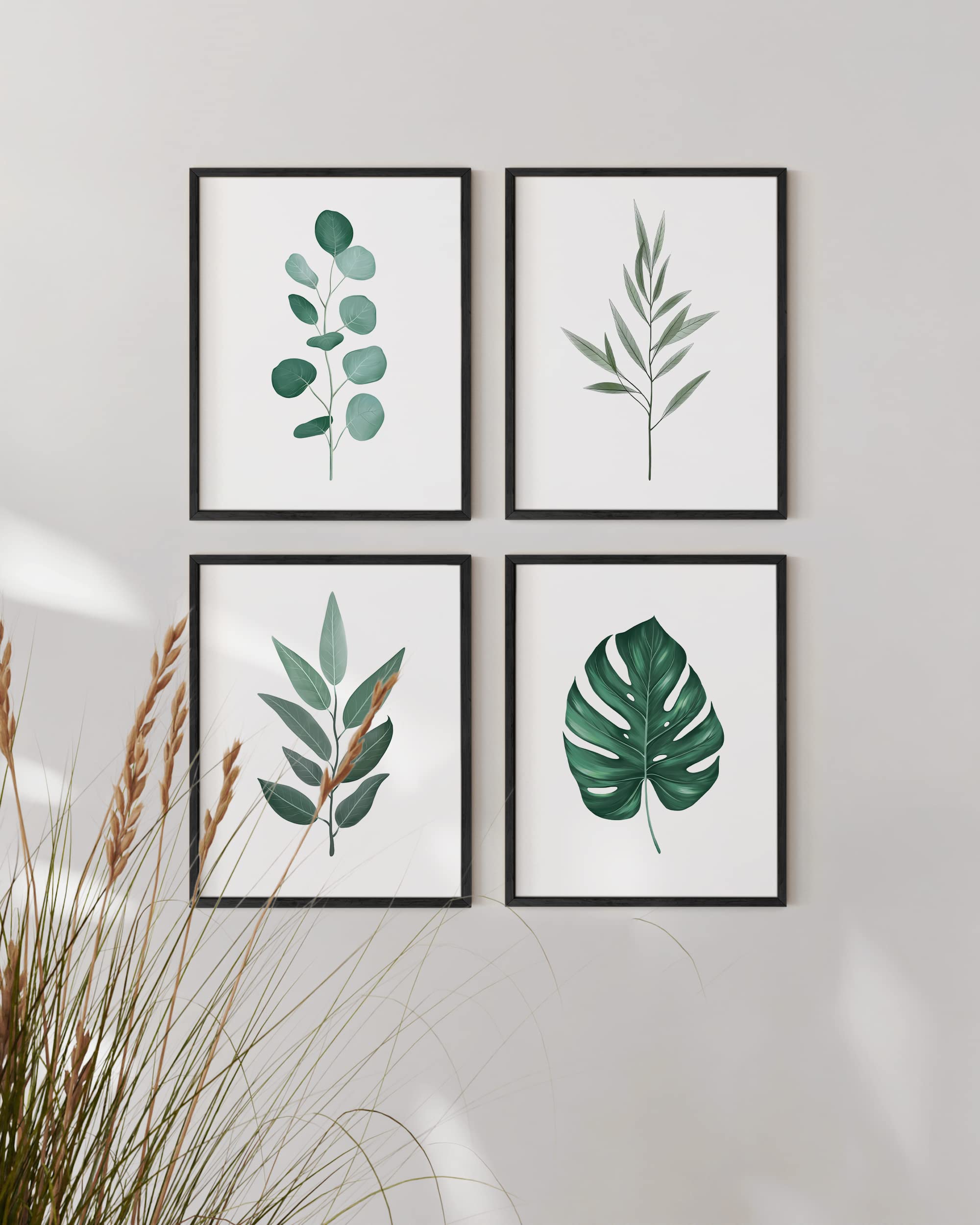 Haus and Hues Plant Wall Art - Botanical Prints Wall Art  Green Wall Art Collection Set  Plant Pictures Wall Art  Leaves Paintings For Wall  Minimalist Wall Art  Sage Green Wall Decor (8x10  UNFRAMED)