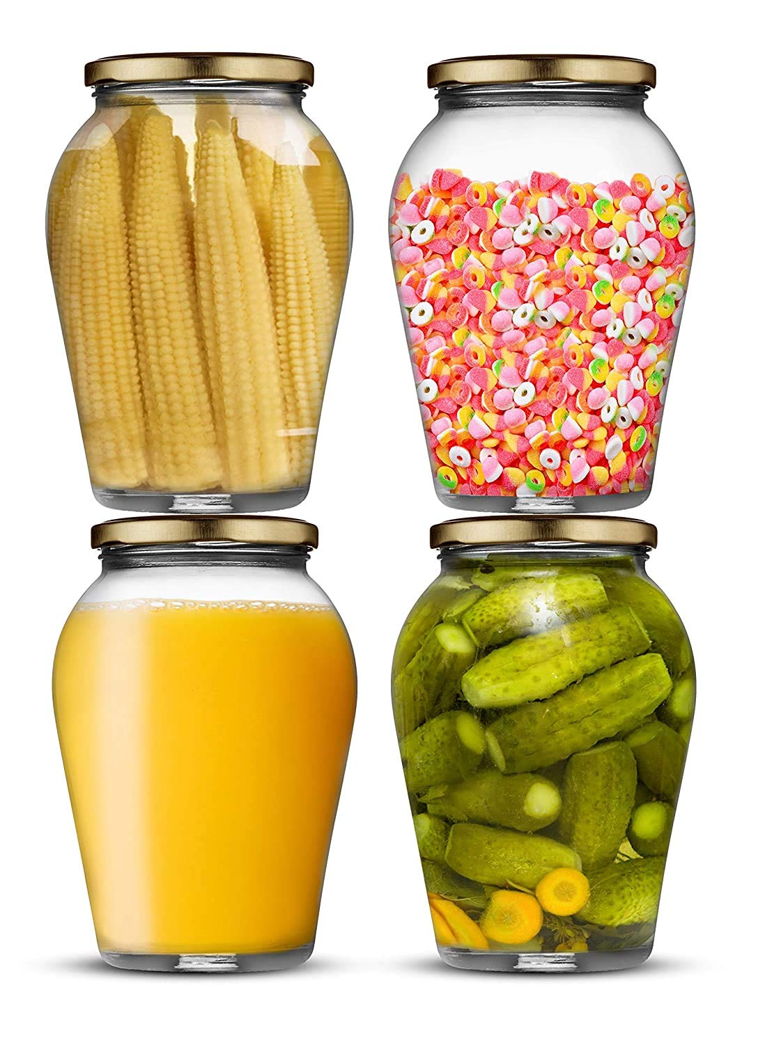 Ash & Roh  Clear Glass Jar And Container With Air Tight Lid Storage Of Spices And Dry Fruit (1000 Ml Big Pot, 4)