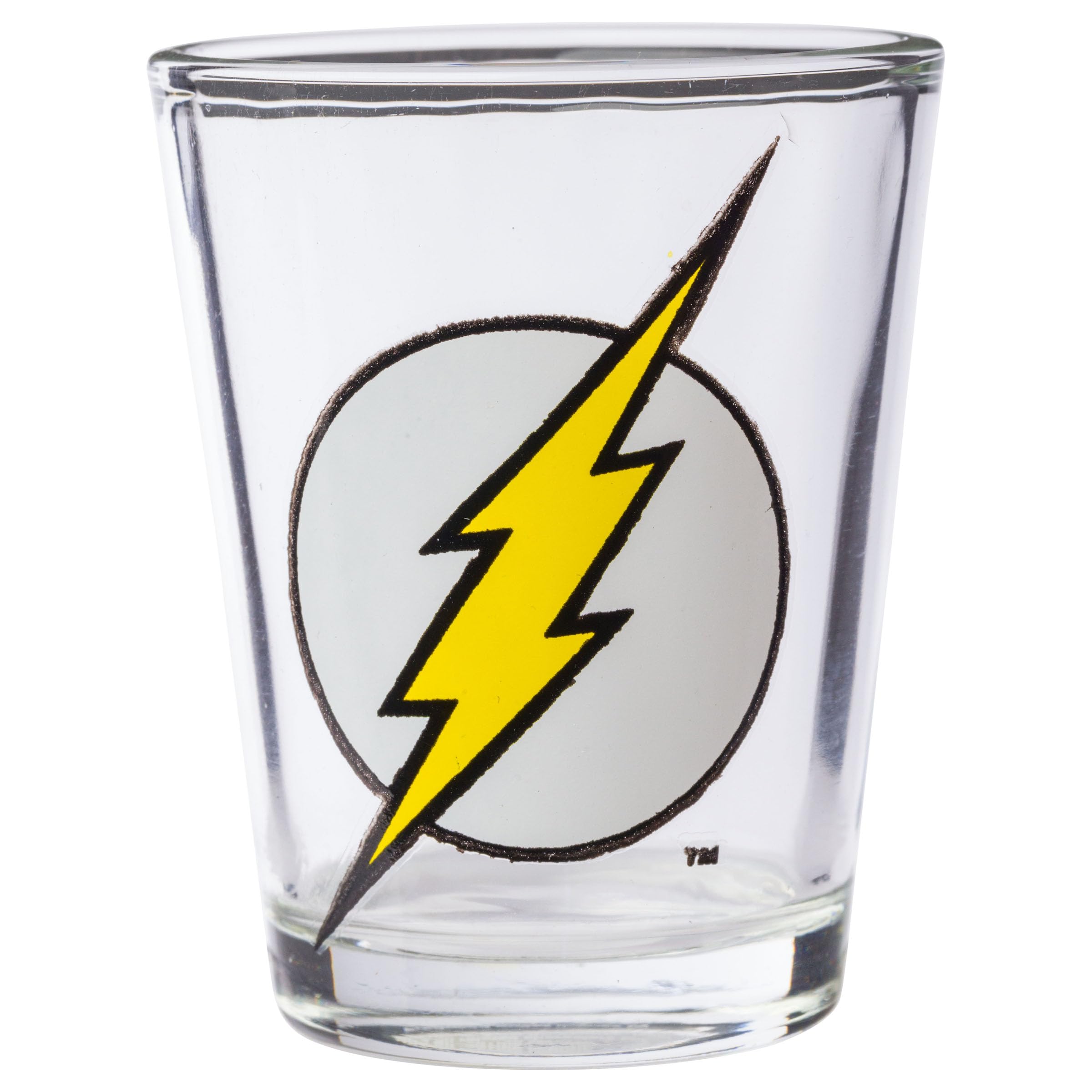 Silver Buffalo Dc Comics Superhero Logos Mini Glasses 4 Pack Featuring Flash, Superman, Wonder Woman, And Batman, 1.5 Ounces