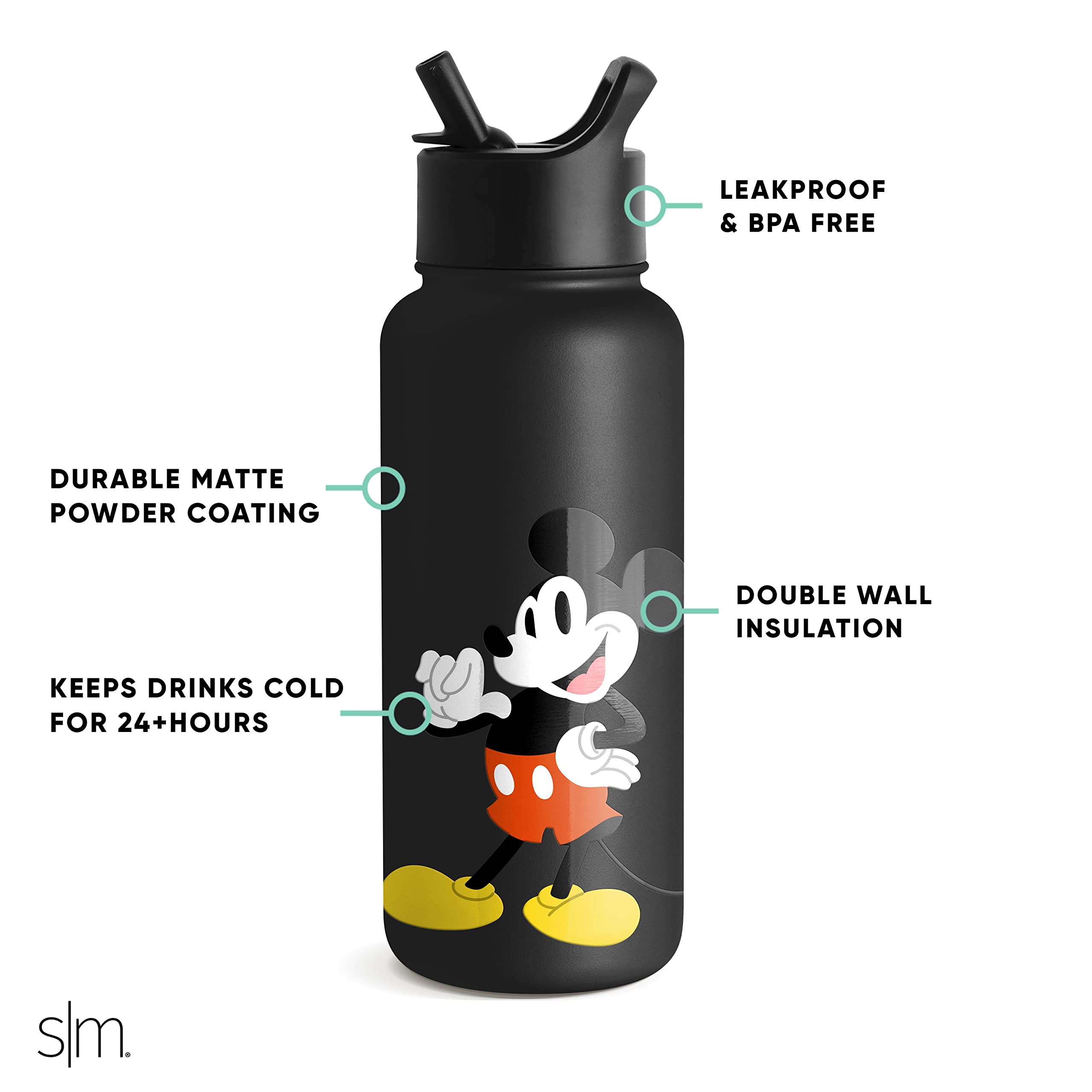 Simple Modern Justice League DC Comics Water Bottle with Straw Lid Insulated Stainless Steel Metal Thermos | Gifts for Women Men