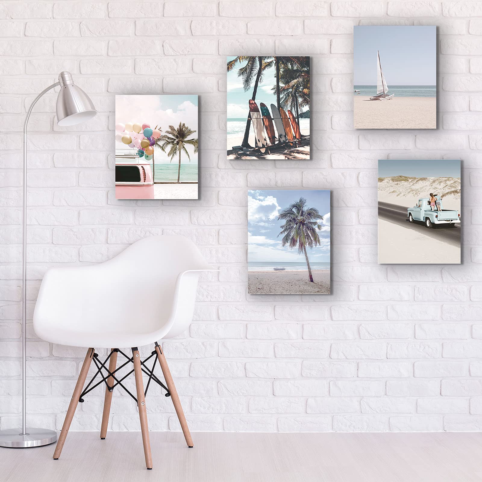 9 Pieces Beach Wall Art Prints Ocean Beach D  Cor Nautical Themed Posters Teens Girls Bedroom Decor, 8 X 10 Inch, Beach Wall Art