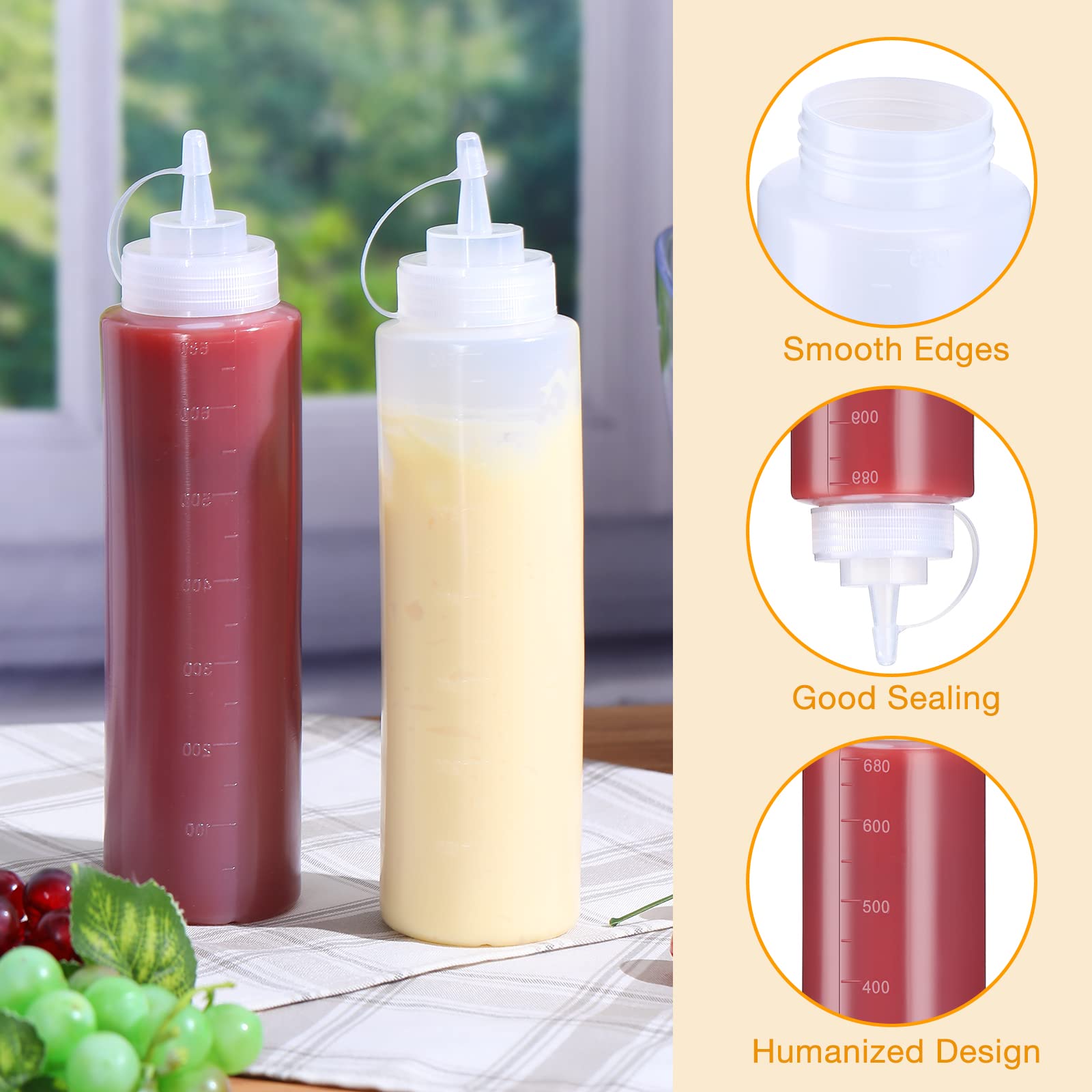 24 Pcs 24 Oz Plastic Condiment Squeeze Bottles Squeeze Leak Proof Multipurpose Squirt Bottles With Twist Top Cap For Sauces Ketc
