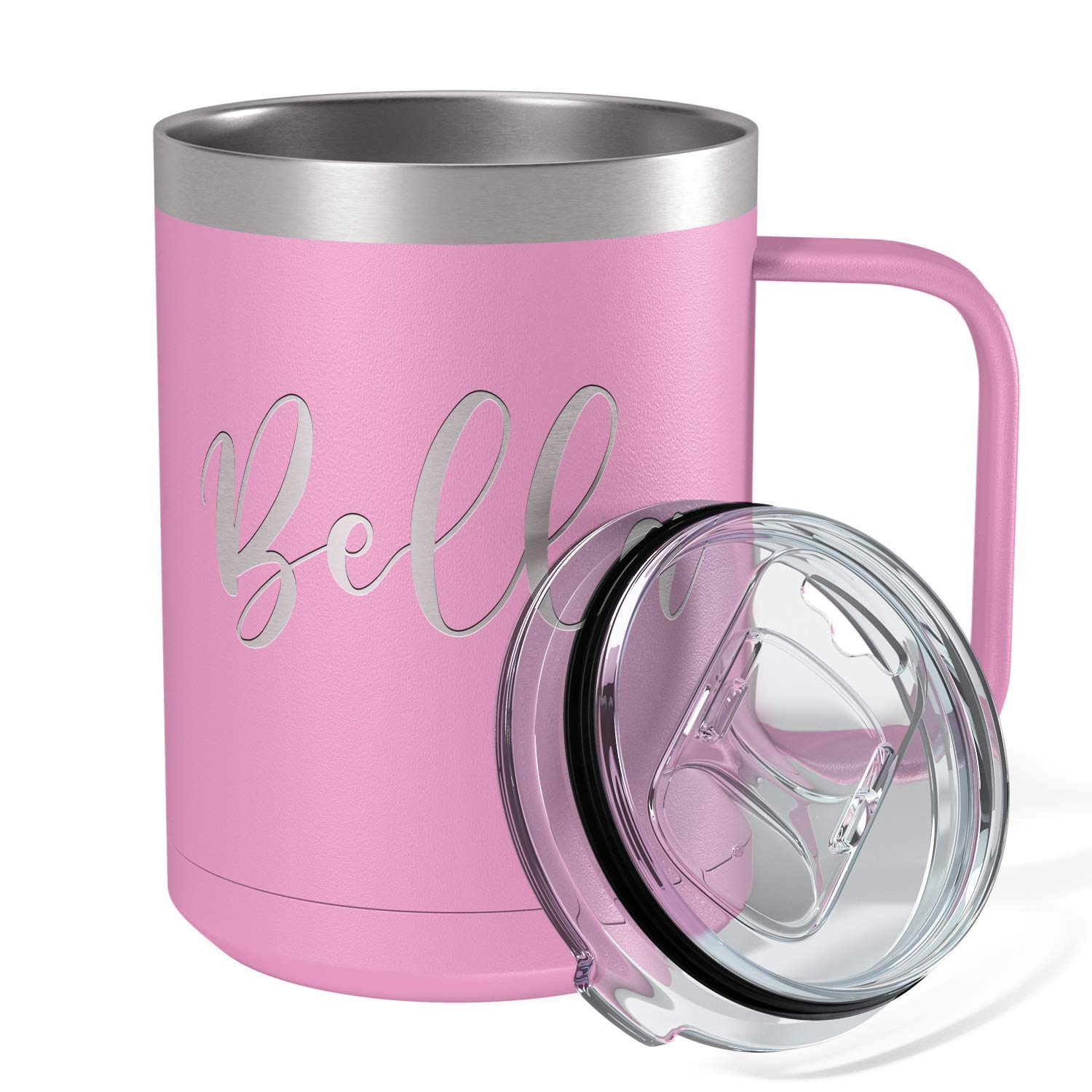 Personalized Coffee Mug Blush Matte Finish 15 oz with Handle Custom Engraved Gift Stainless Steel Vacuum Insulated Cup