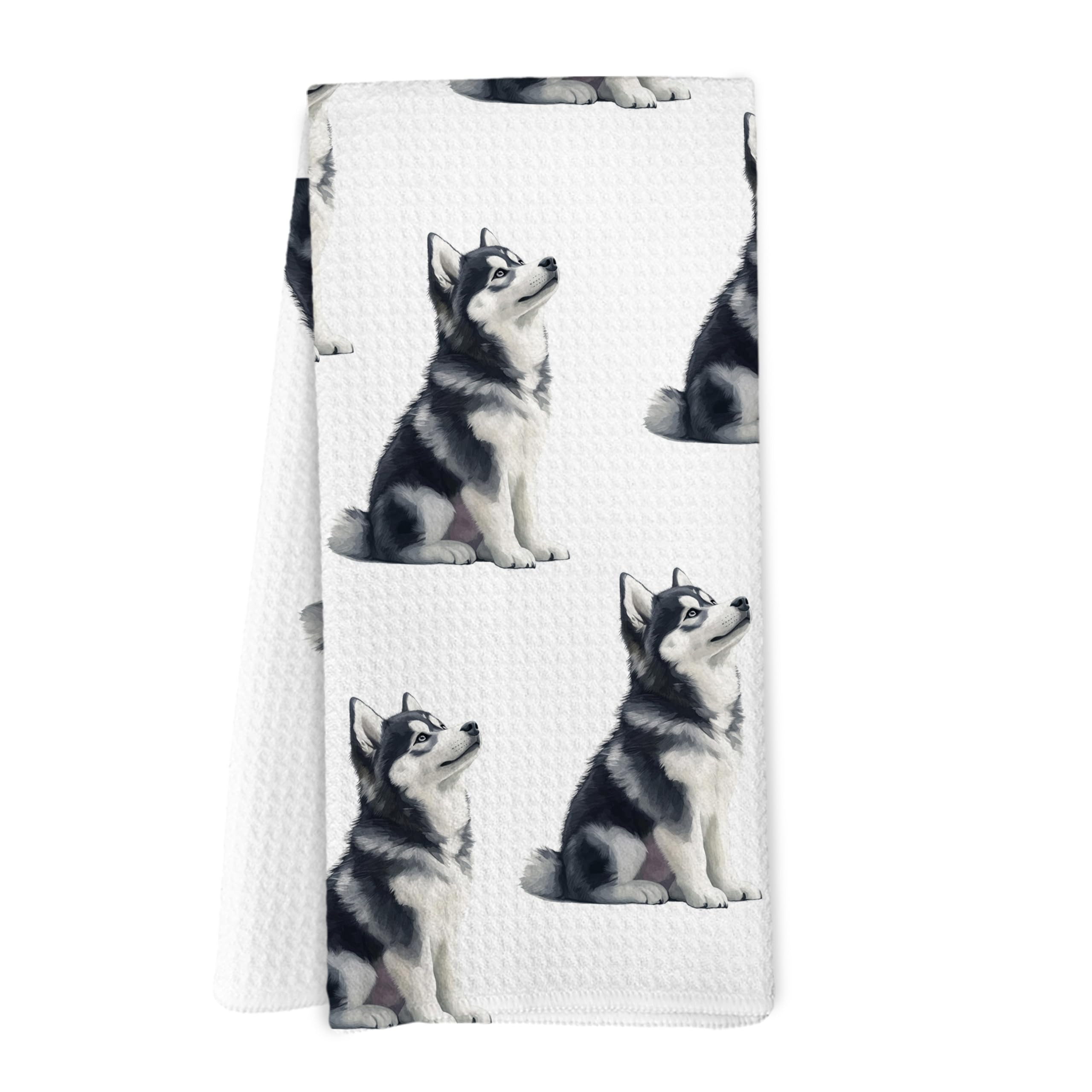 Yorhifa Husky Gifts Kitchen Dish Towels, Siberian Husky Lovers Gifts for Women Hand Towels for Bathroom Kitchen Decor, Dog Mom D